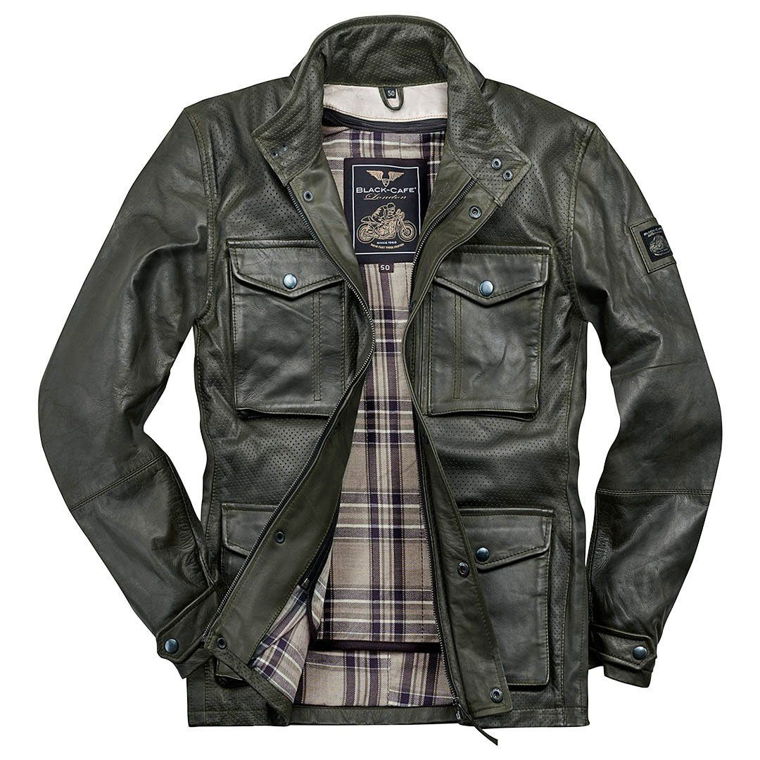 Motorradjacke Green Manhattan Dark Lederjacke Black-Cafe London