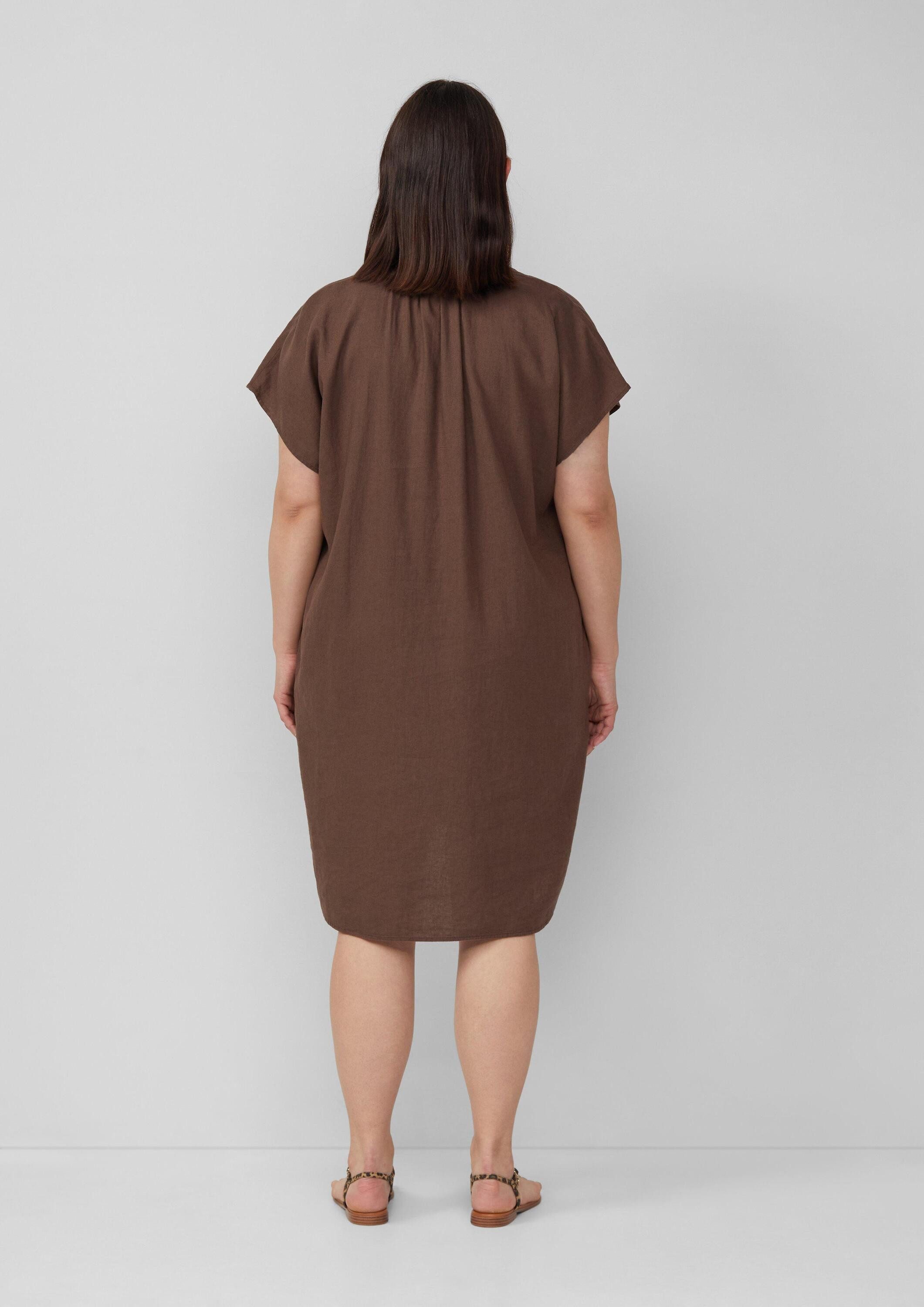 s.Oliver Minikleid Kleid Midi-Kleid aus Leinenmix mit Eingrifftaschen