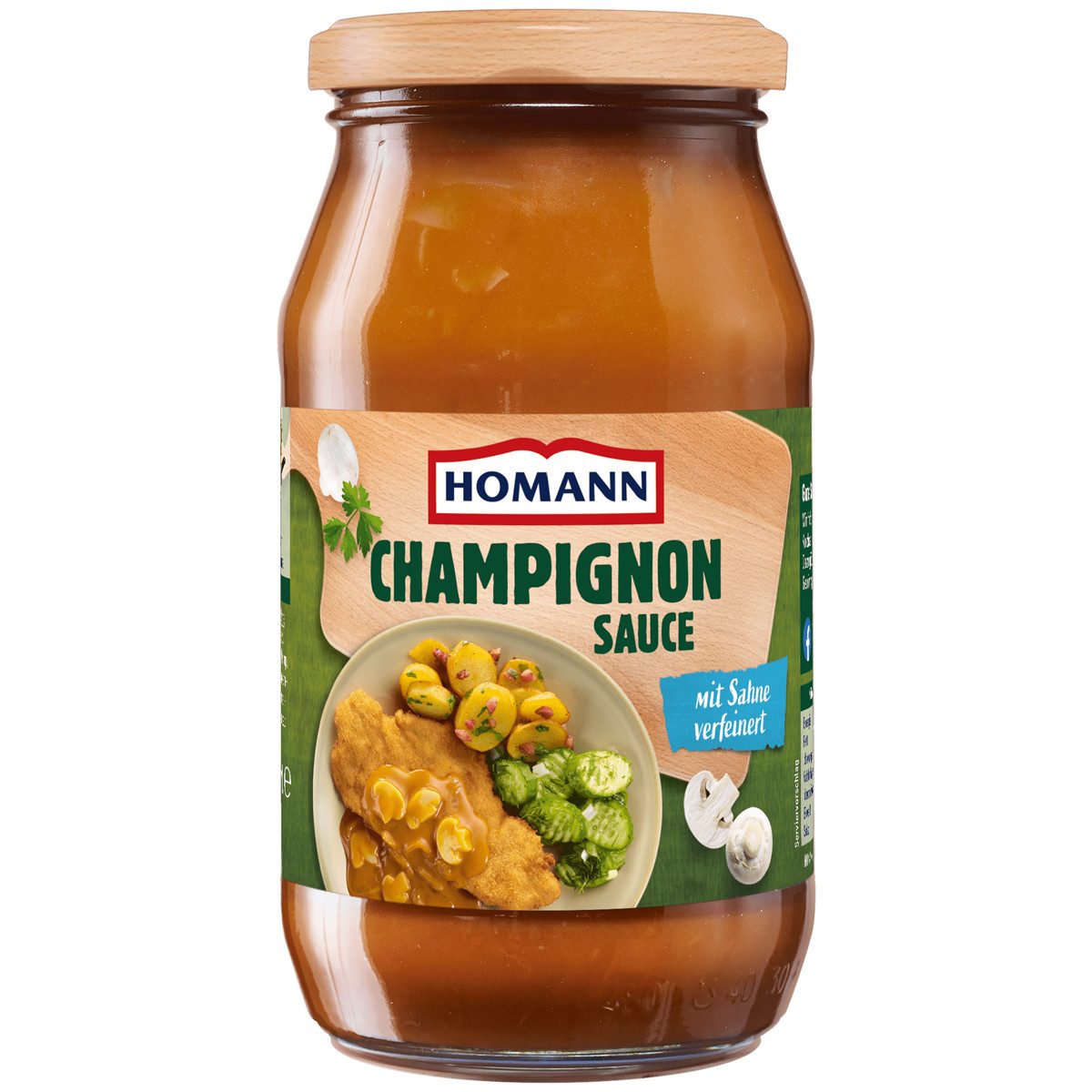 Homann Saucen, Homann Champignon Sauce cremig kraeftig fein zu Fleischgerichten 400ml