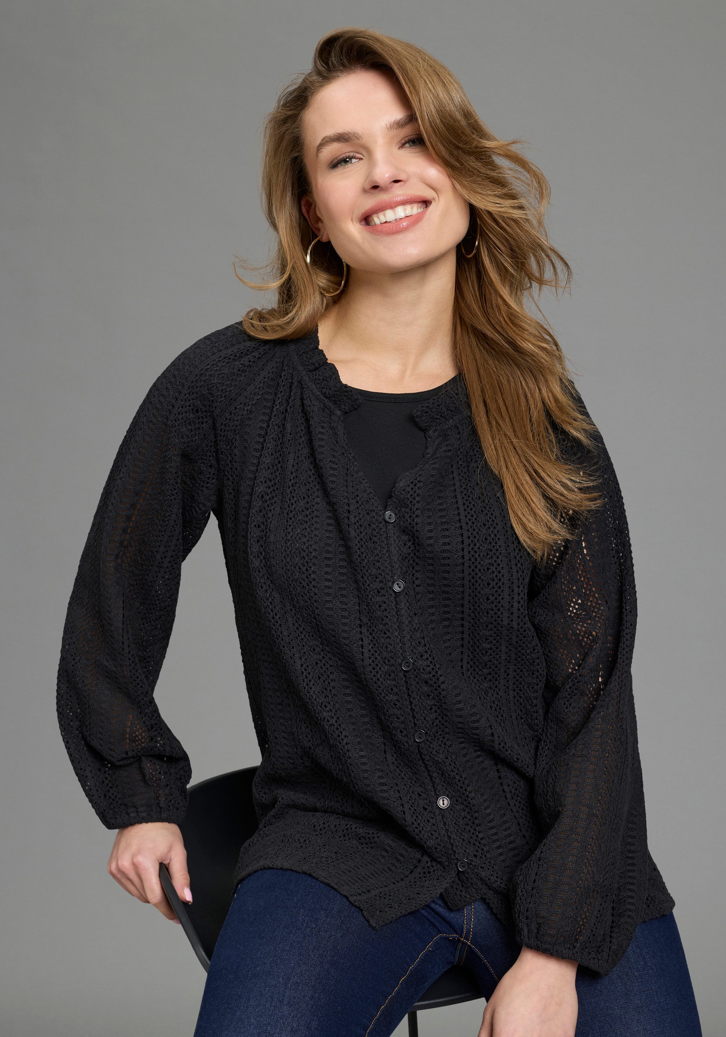 Laura Scott Shirtbluse für Partymode und Festtagsmode, aus Baumwolle