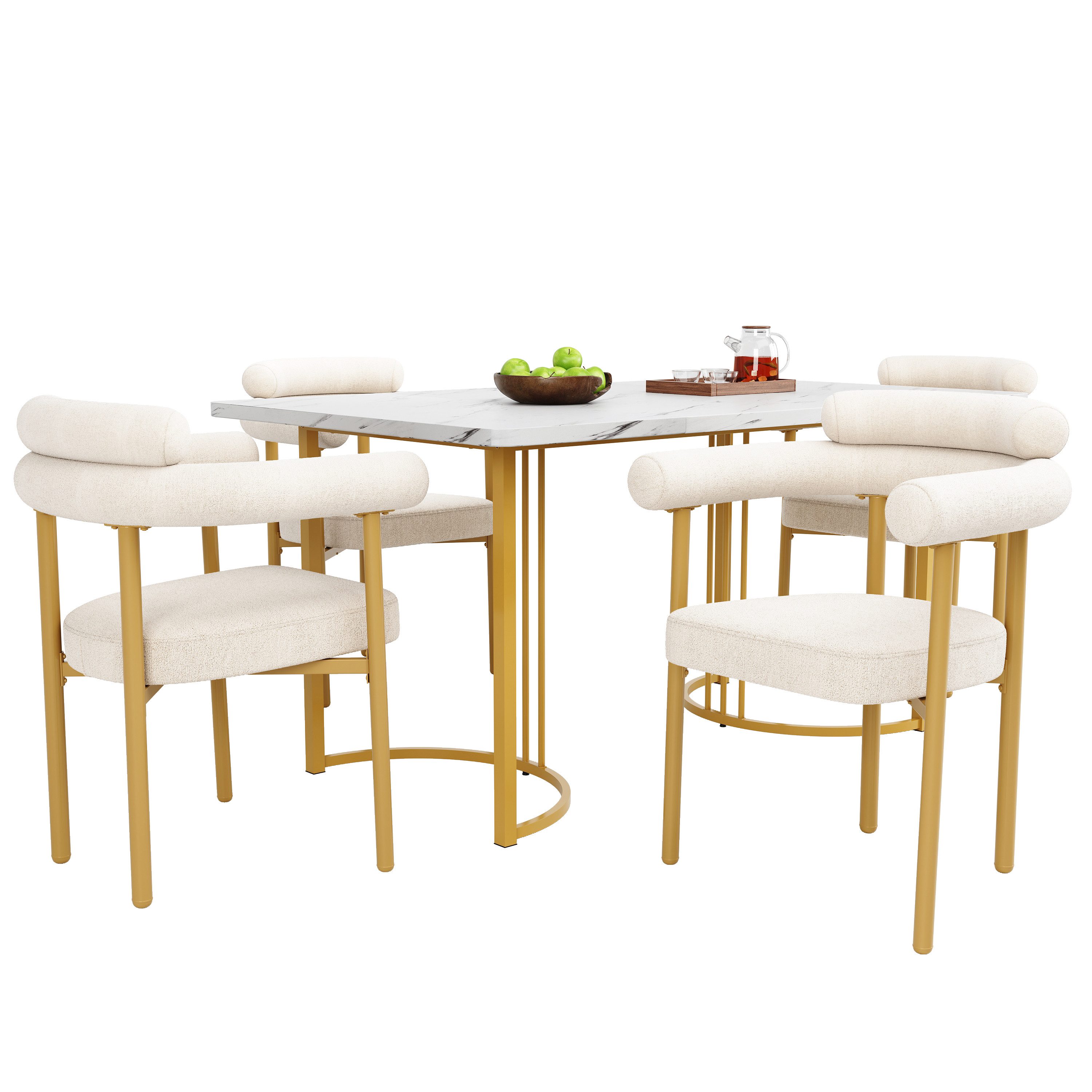 OKWISH Essgruppe Esstisch mit Samt-Stühlen, (Esstisch- günstig online kaufen