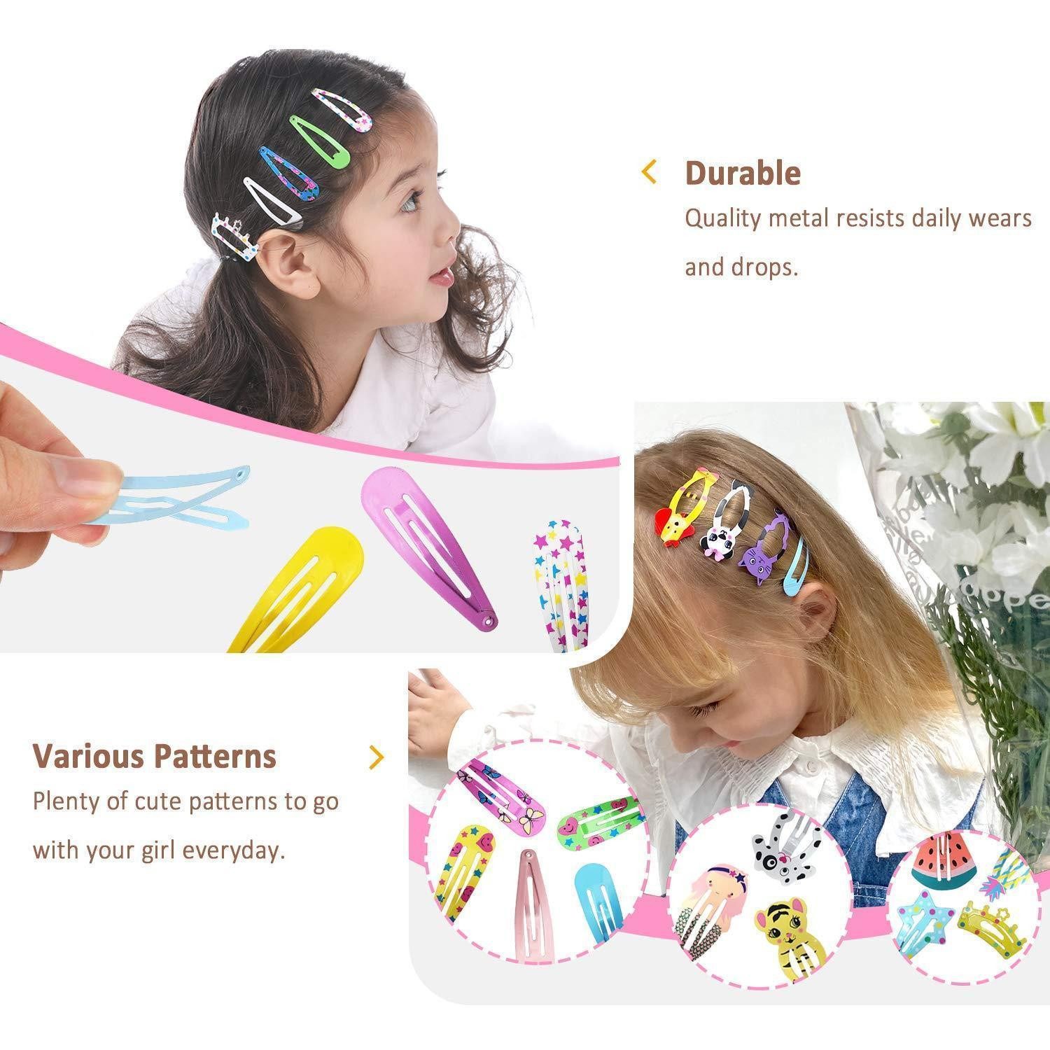LuxusKollektion Haarclip Haarspangen Mädchen Set 100 Stück Kinder Tiere Früchte Metalldruck