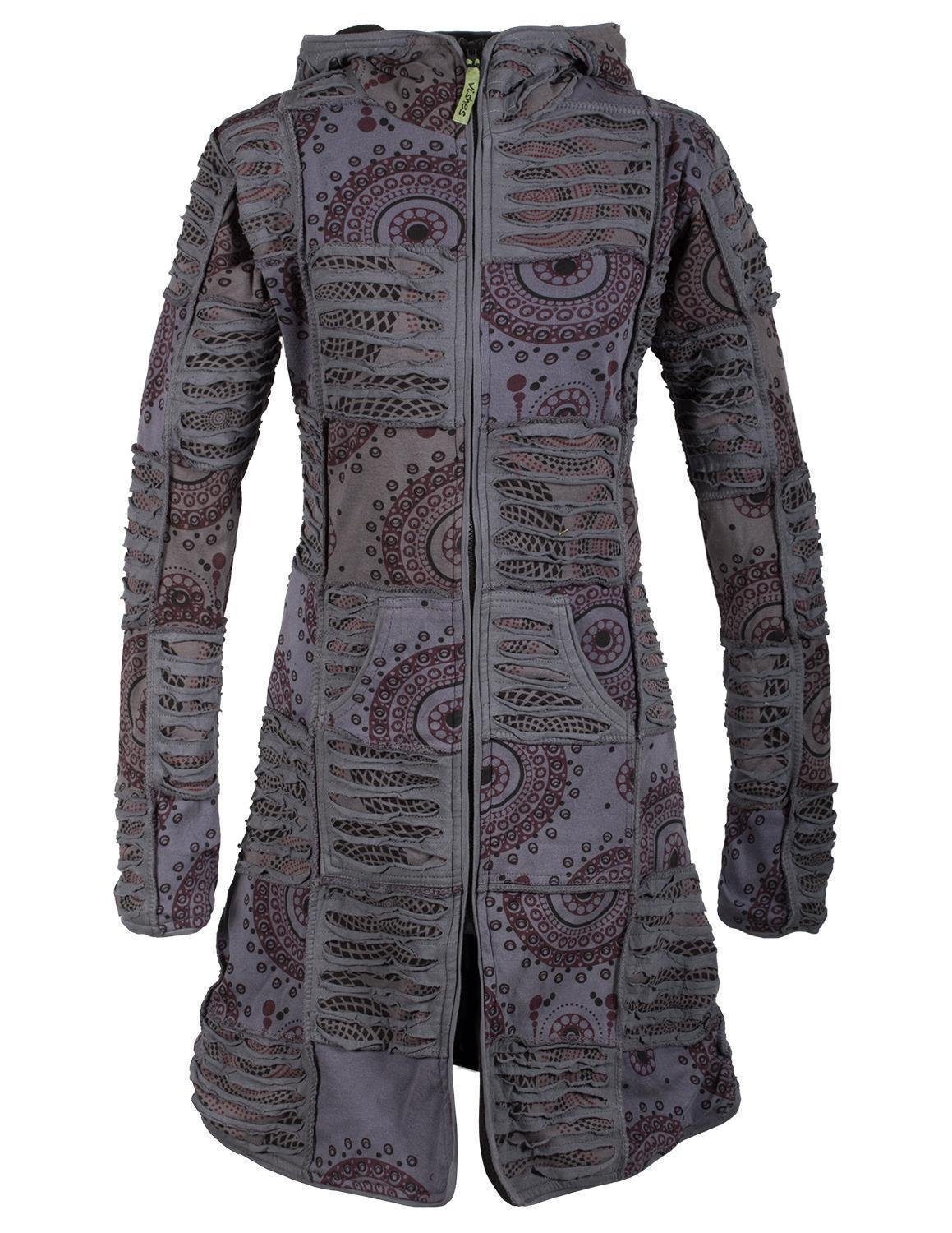 Vishes Kurzmantel Hippie Patchworkmantel Cutwork Druck günstig online kaufen