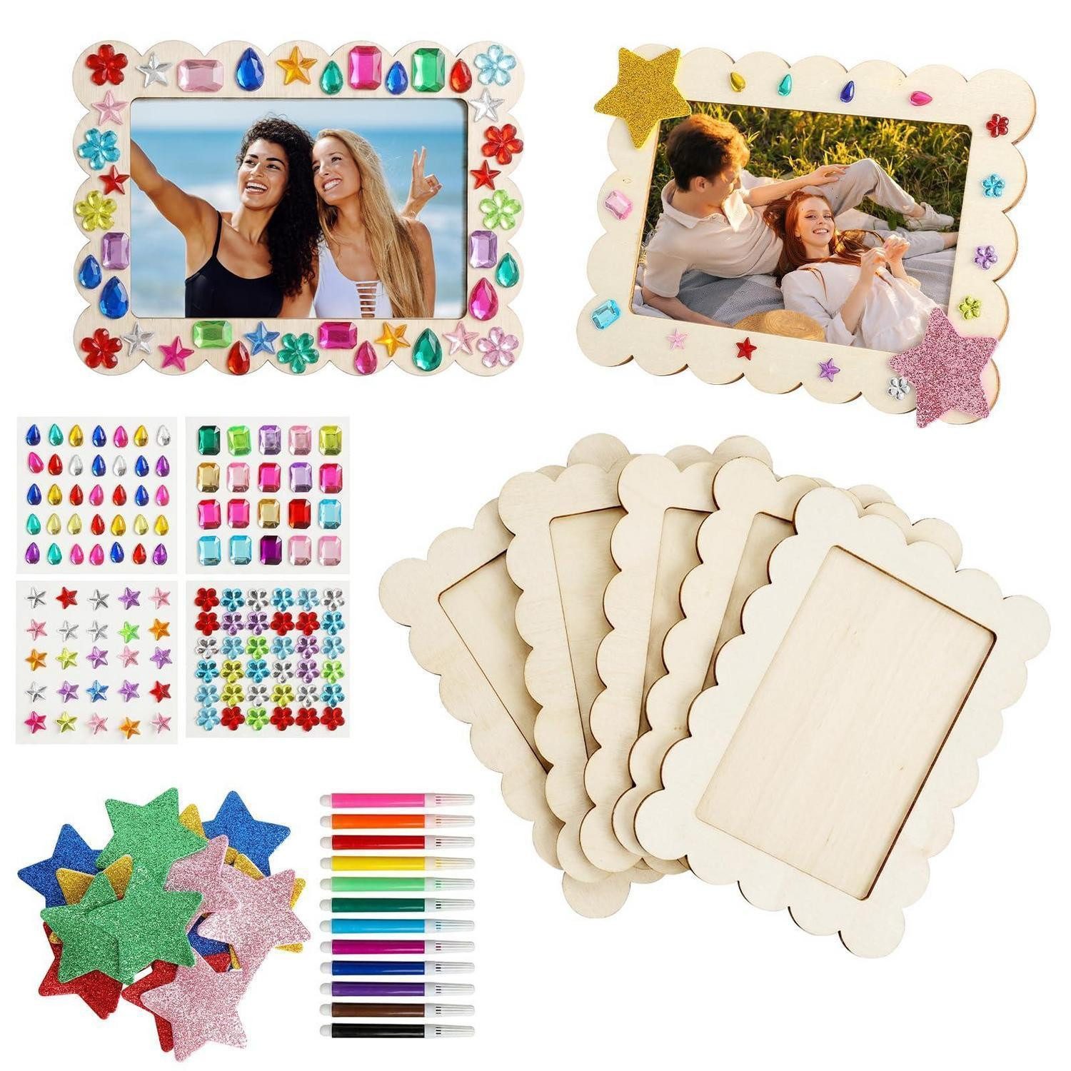 LuxusKollektion Bilderrahmen zum Basteln Holzbilderrahmen Bastelset für Kinder 10er Set 20x15cm, (10 St)