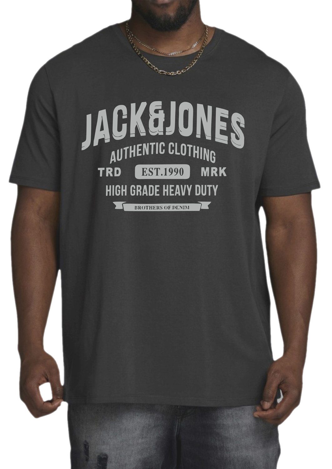 Print-Shirt Übergröße Jones Mix Big aus Pack Size Shirt, 3er-Pack) (Spar-Set, 3er Baumwolle & 6 Jack Plus