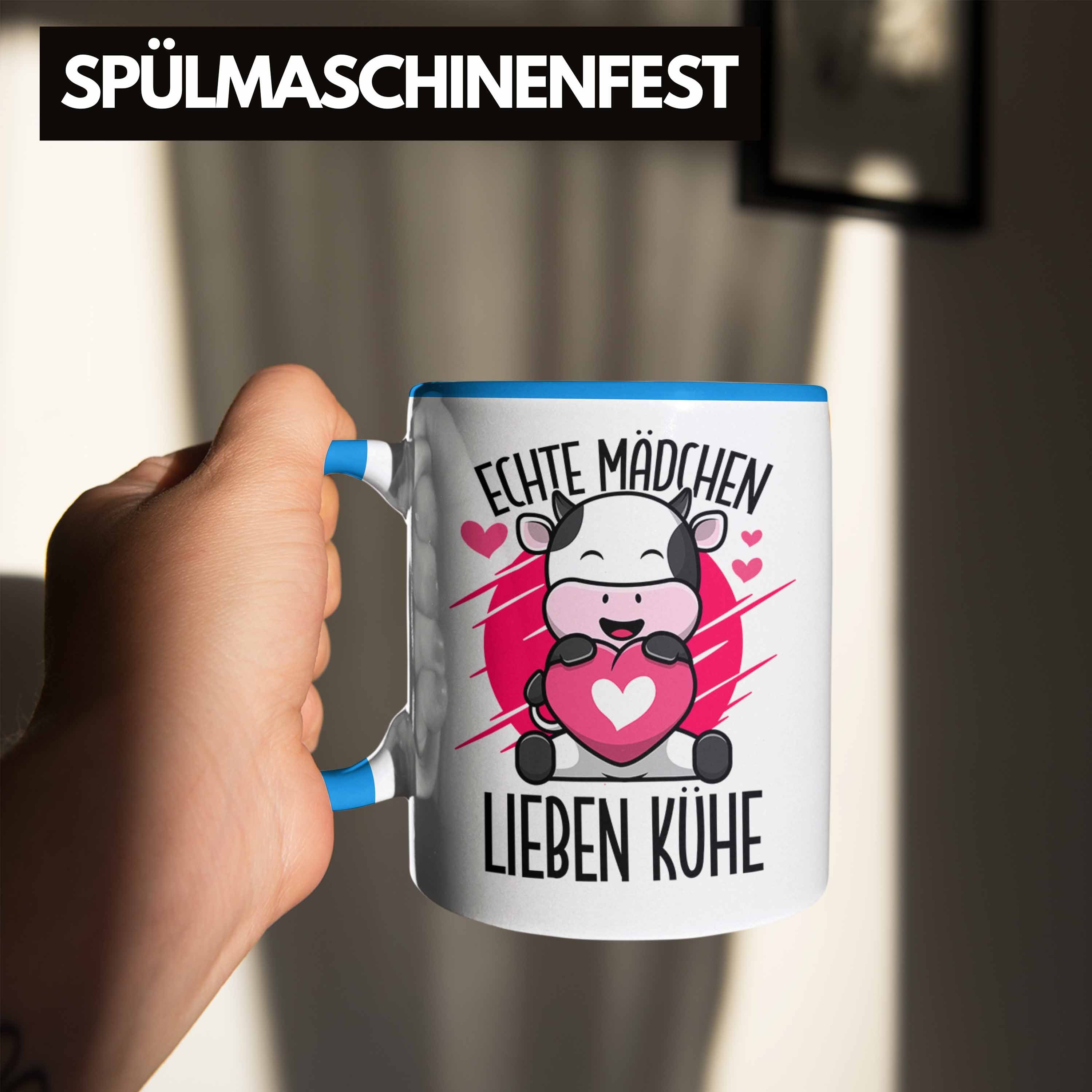 Tasse Kuh Geschenkidee Lustige Liebhaber Mädchen Trendation Blau Tasse für Kühe