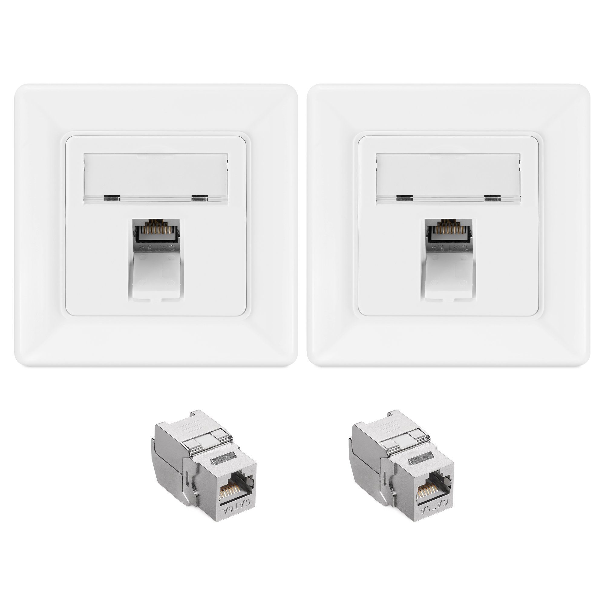 kwmobile NetzwerkAdapter, Keystone Dose Modul Set 2x Keystone Modul 2x Netzwerkdose 1Port