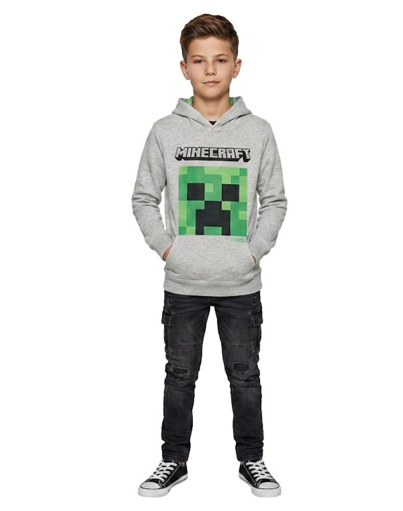 Minecraft Hoodie Minecraft Kinder Hoodie grau Creeper Print Kapuzenpullover Minecraft Kinderpullover mit Kapuze