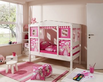 Ticaa Hausbett Hausbett Mini mit Bettkasten "Horse Pink" Kiefer (Set, Inklusive Vorhangstoff), Mit oder ohne Bettschubkasten erhältlich