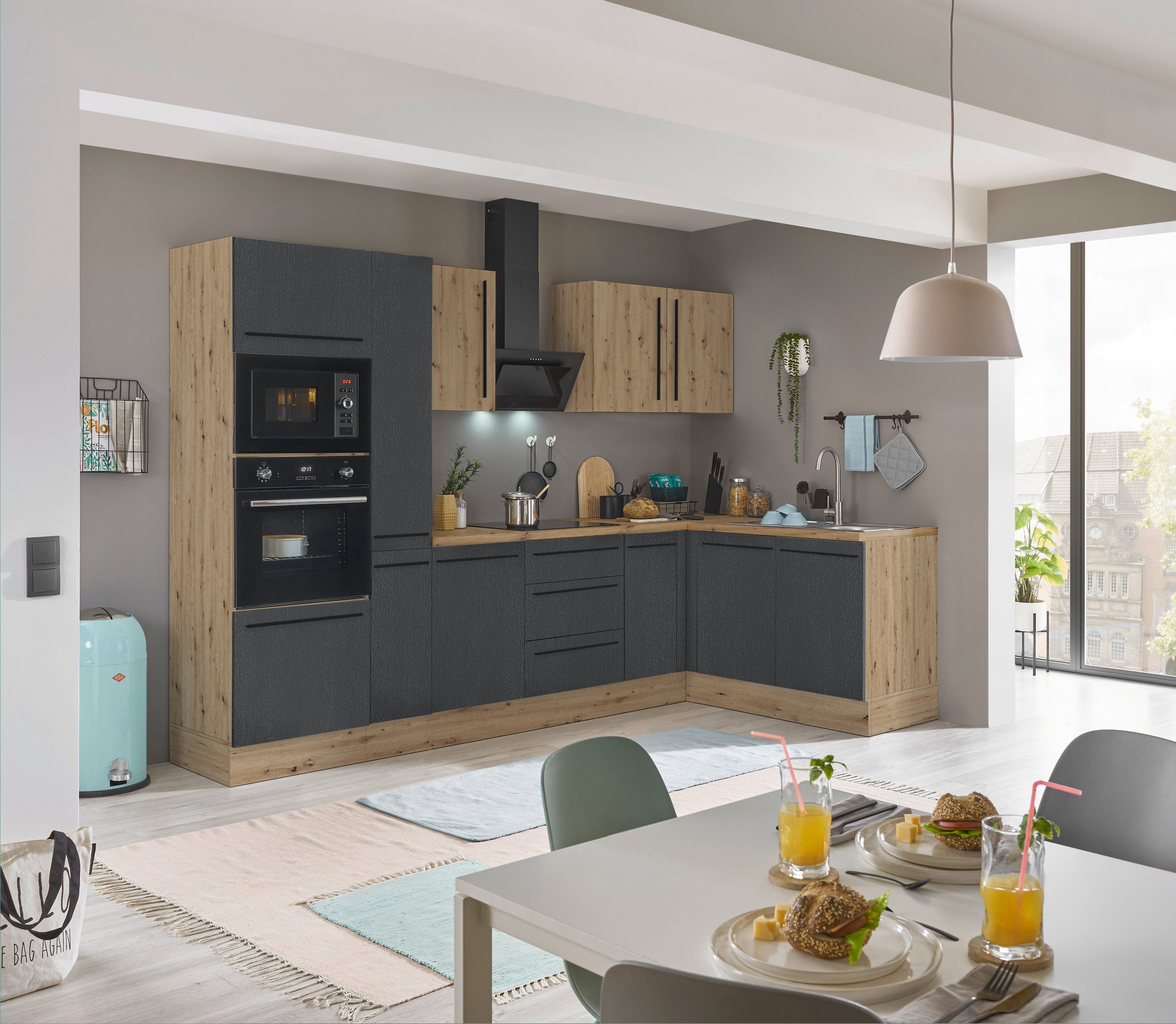 KOCHSTATION Winkelküche Florida, Stellbreite 300x165 cm, wahlweise mit E-Geräten, mit Softclose für Türen und Schubkästen