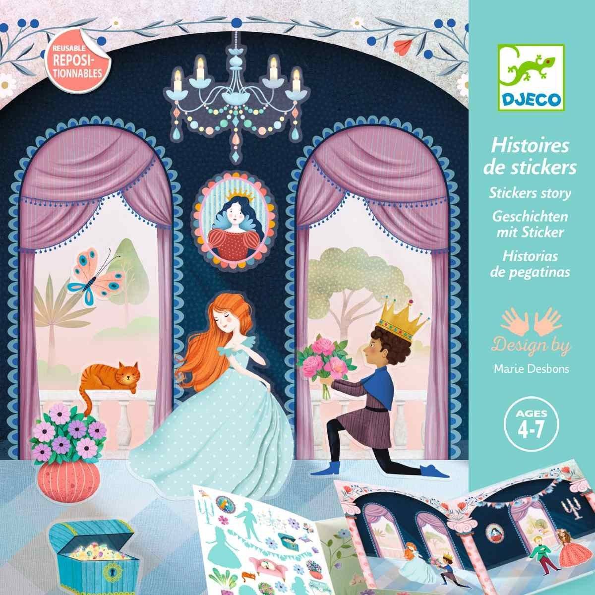 DJECO Kreativset Stickerbuch: Leben im Schloss Kreativset für Kinder
