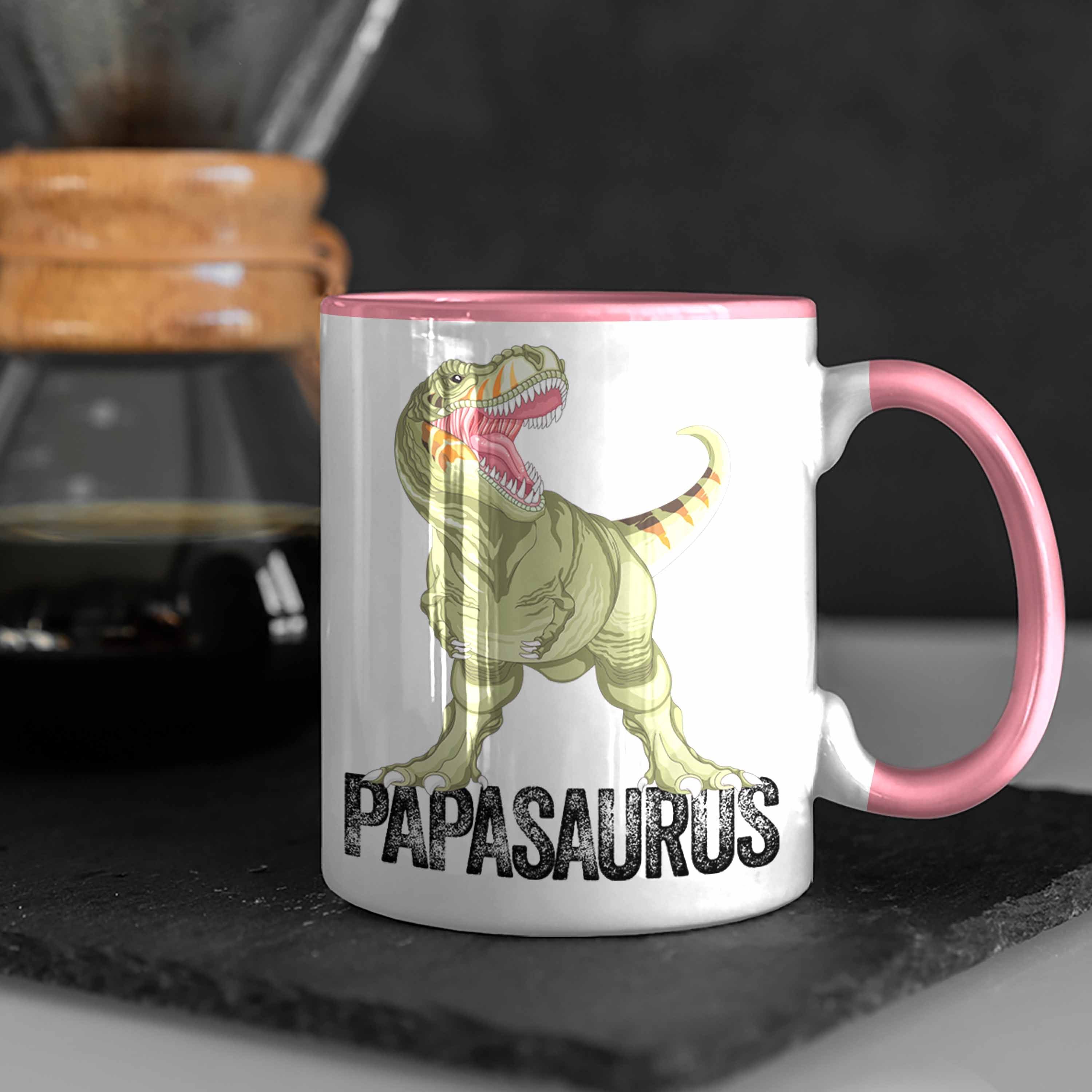 Vater Rosa Geschenk Vatertag Geschenk Lustiges Tasse Papasaurus für Papa Di Trendation Tasse