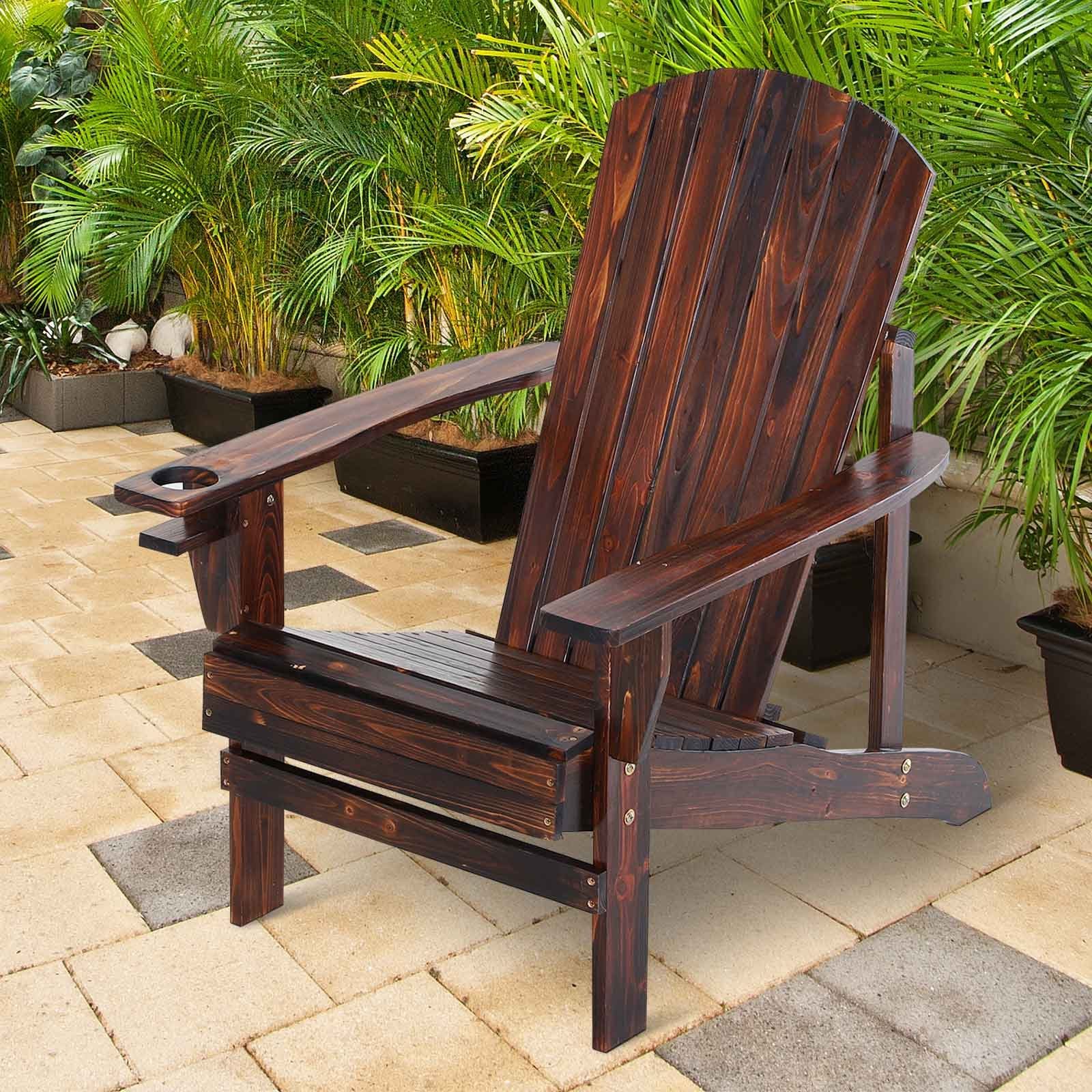 Outsunny Gartenstuhl Adirondack-Gartenstuhl mit Becherhalter (Balkonstuhl, günstig online kaufen