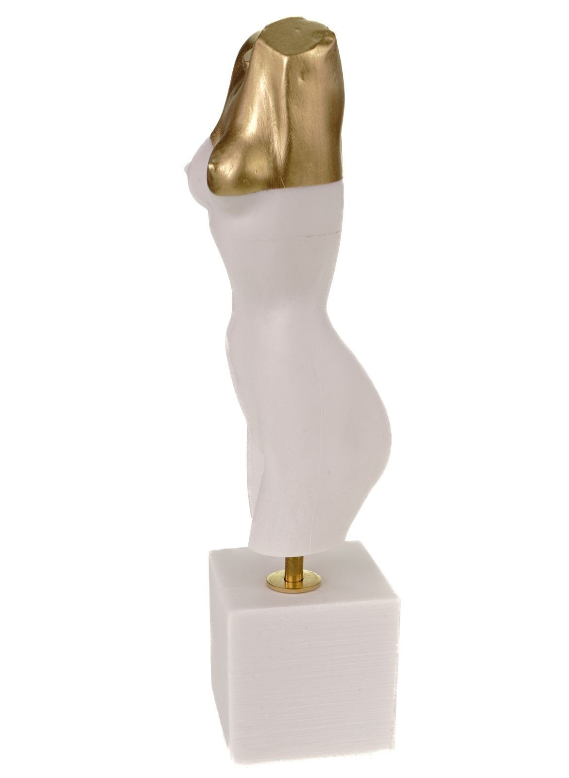 Kremers Schatzkiste Dekofigur Hingabe Liebe 24 cm Figurine Skulptur Alabaster Kunst Frauentorso weiß/gold Art Akt