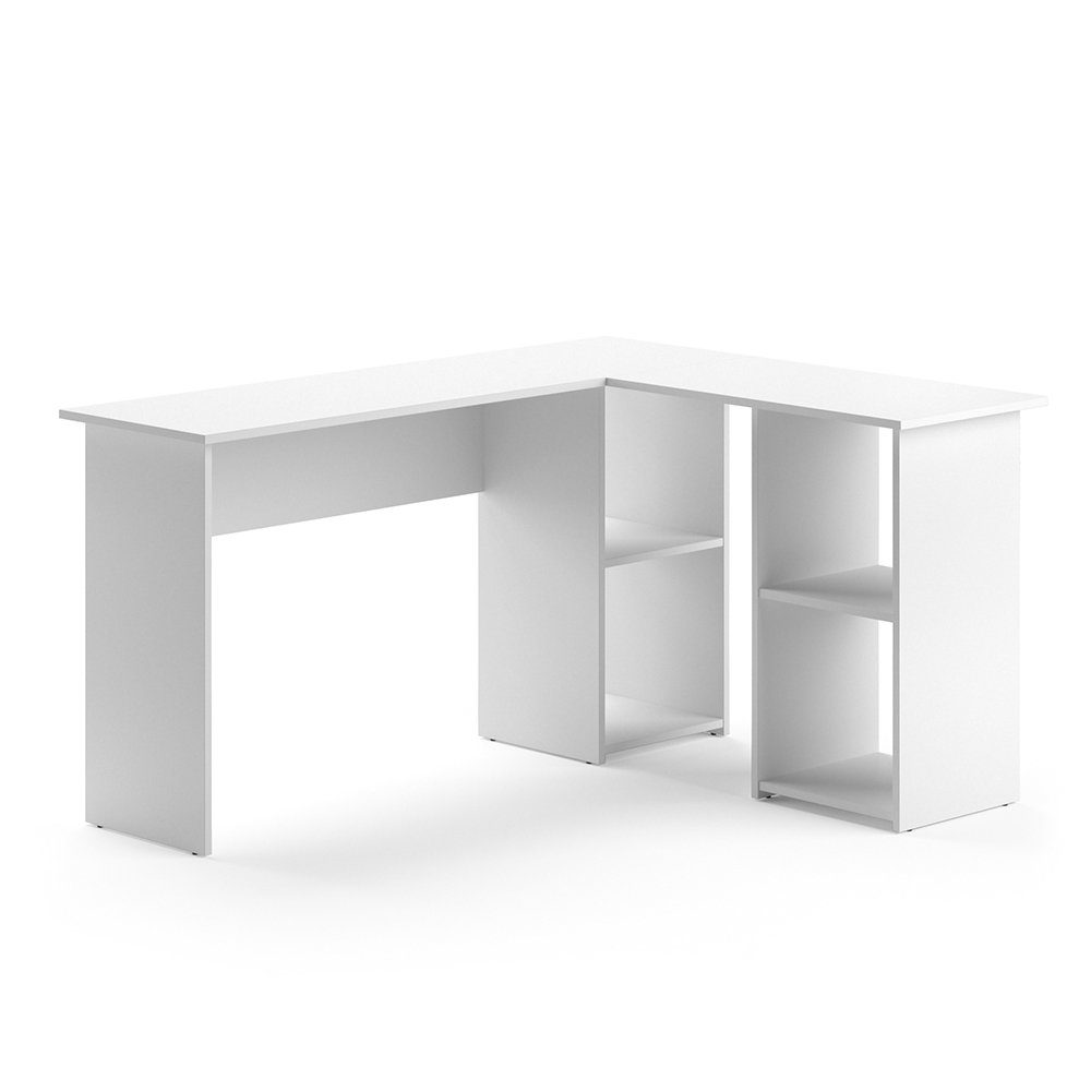 Vicco Eckschreibtisch Carlo, Weiß, 136 x 112 cm, verstellbar
