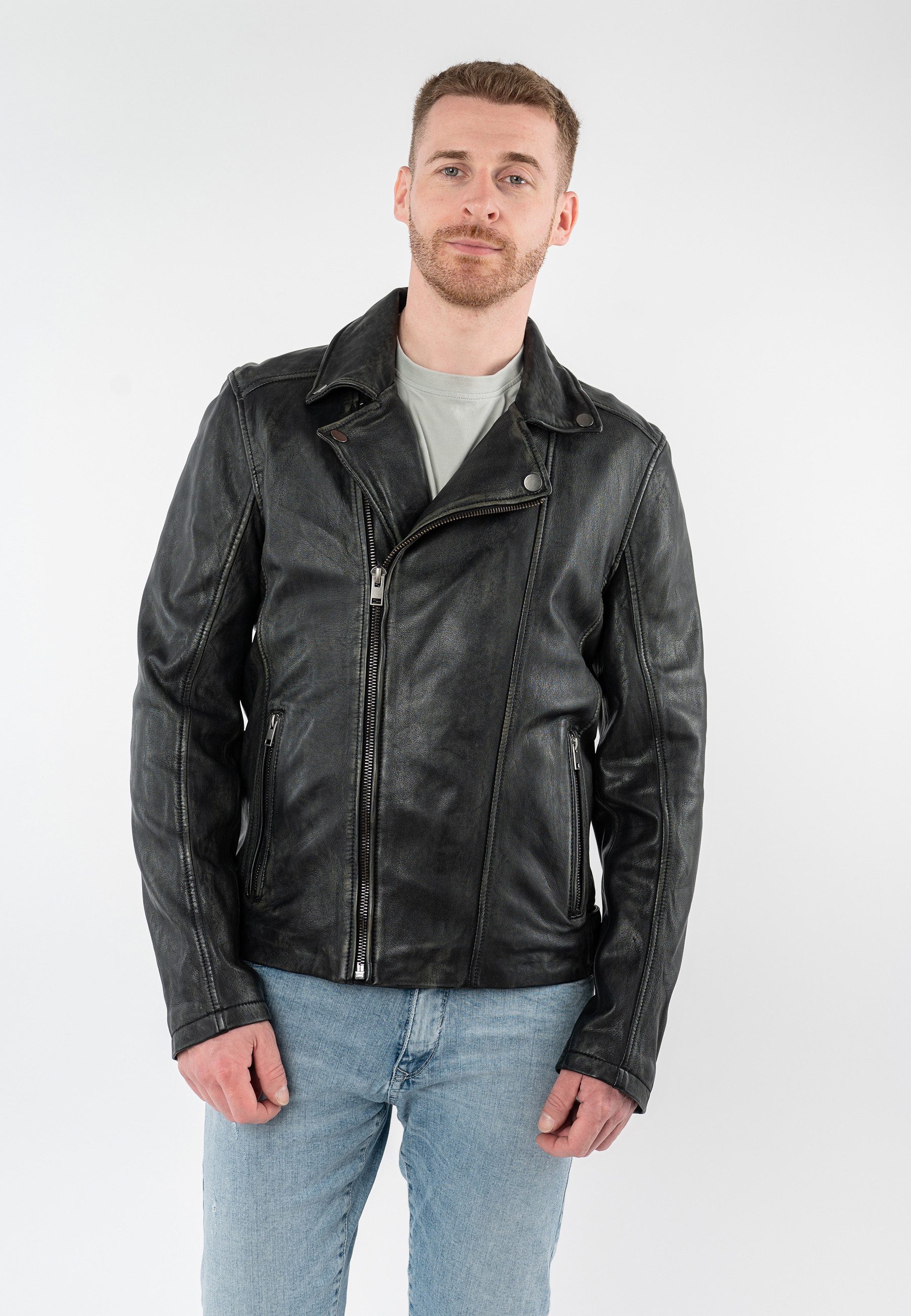 Mauritius Lederjacke MMLario mit Reverskragen, Slim Fit günstig online kaufen