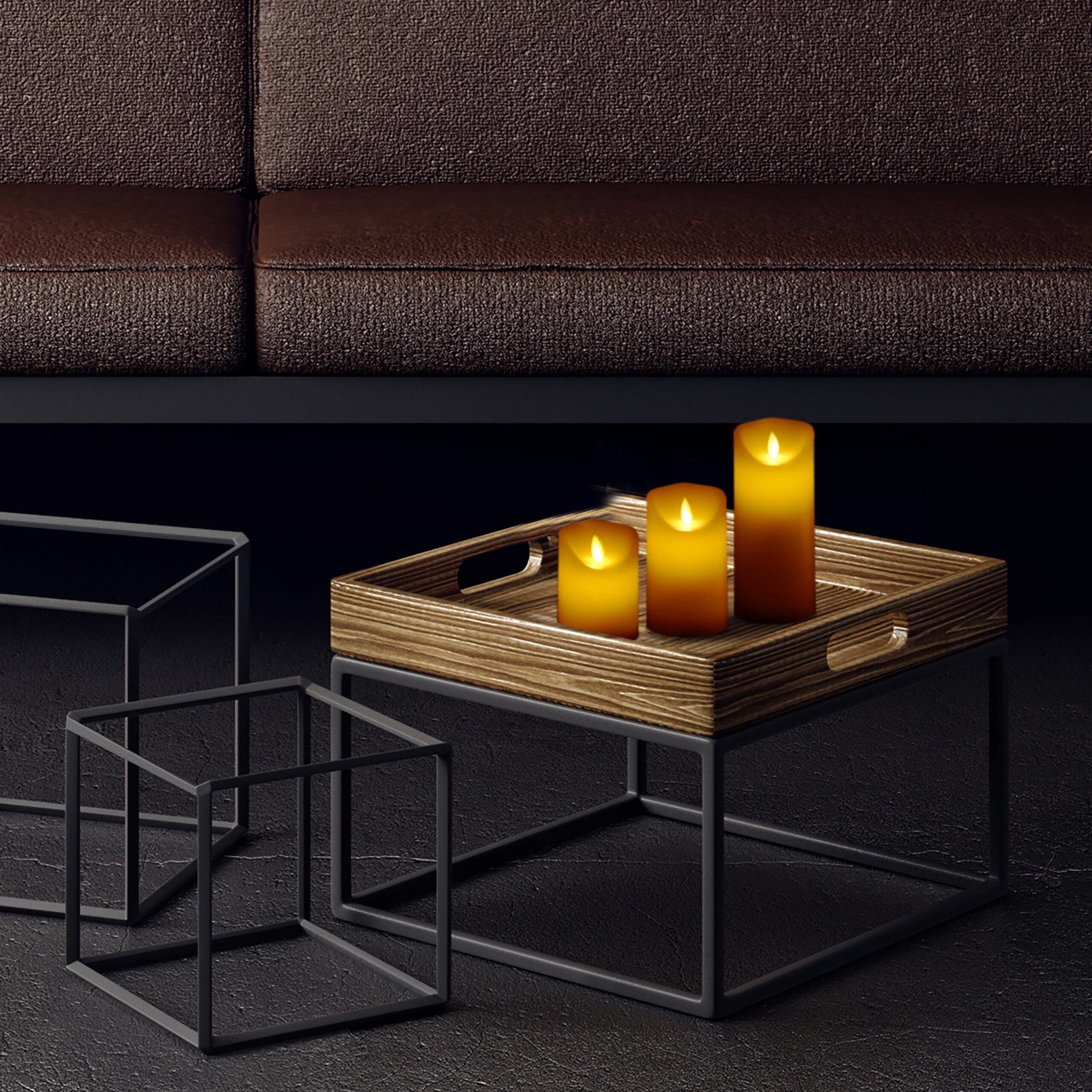 relaxdays LED-Kerze 3er Set mit Fernbedienung, Timerfunktion und Fernbedienung, LED, Warmweiß