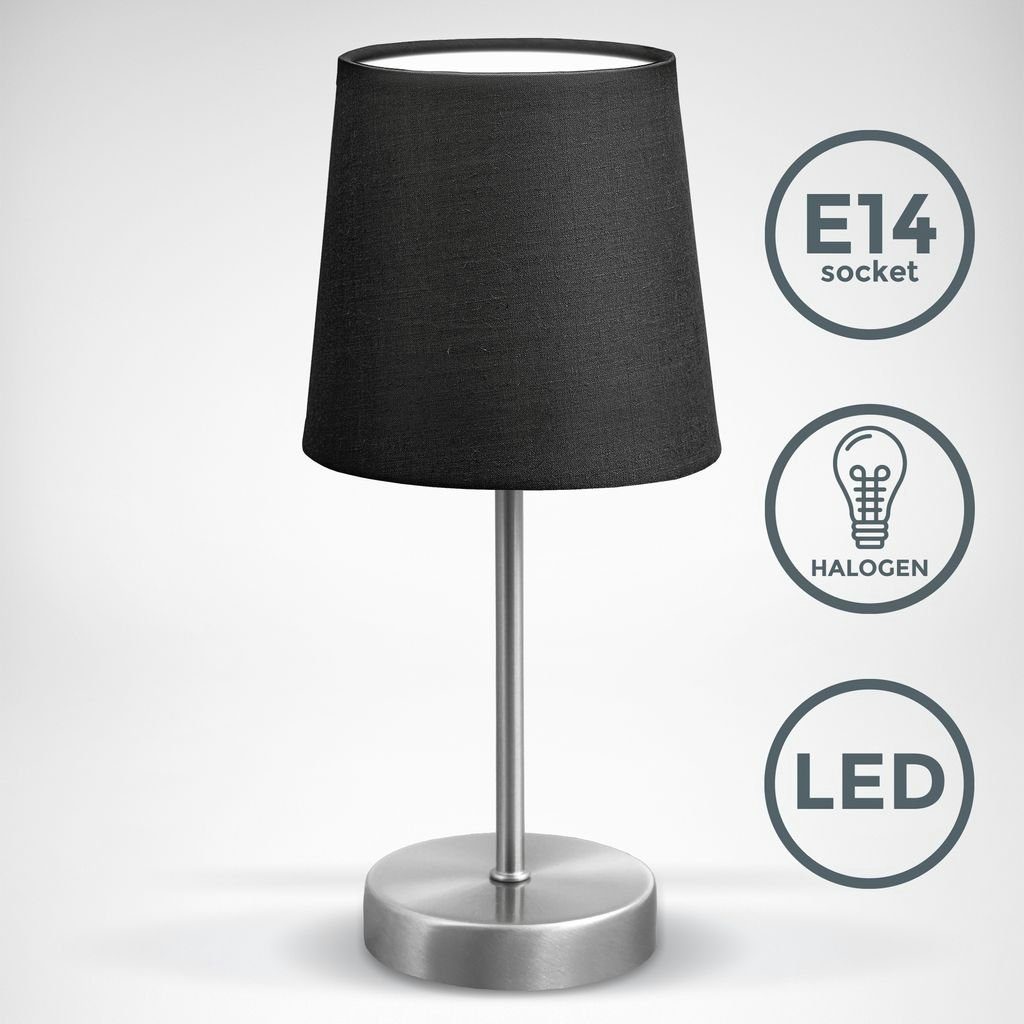 E14 Stoffschirm Tischleuchte Leselampe Schwarz Nachttischlampe - ohne B.K.Licht Leuchtmittel, Tischlampe BKL1301, Schreibtischlampe ohne Leuchtmittel