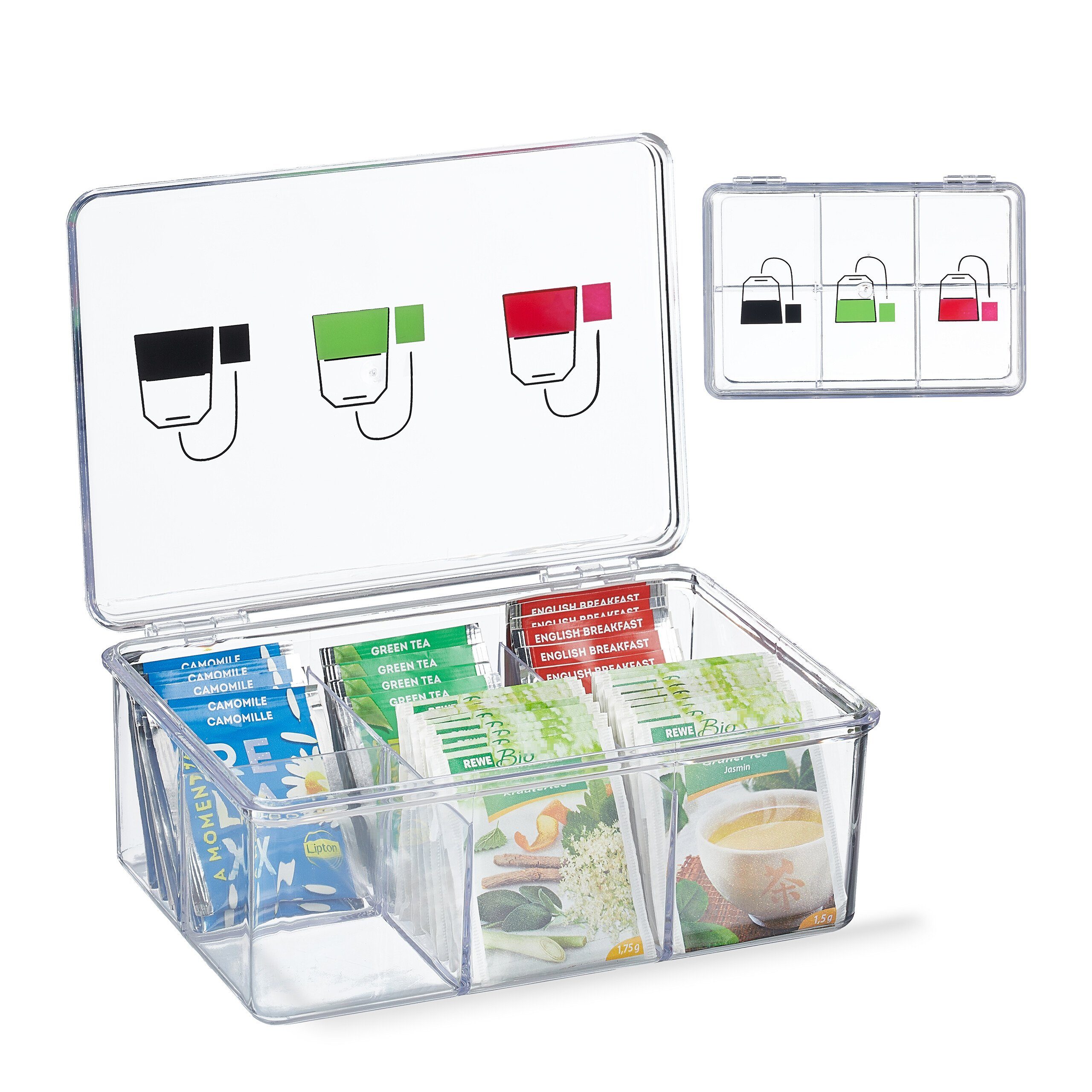 Teebox Transparente Teebox mit 6 Fächern