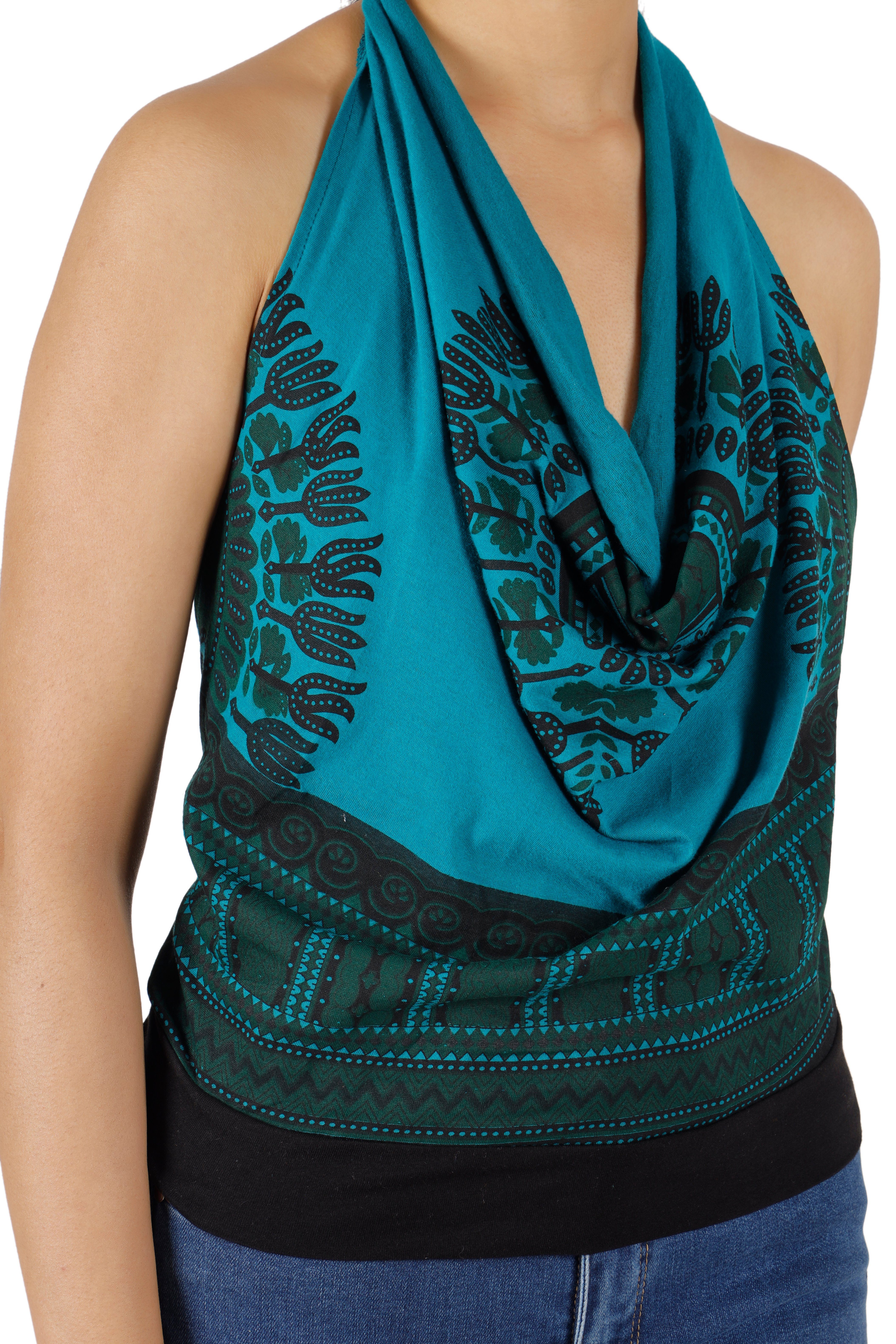 Guru-Shop T-Shirt Goa Top, Dashiki Psytrance Neckholder Top -.. Festival, Hippie, Ethno Style, Psychedelic, alternative Bekleidung