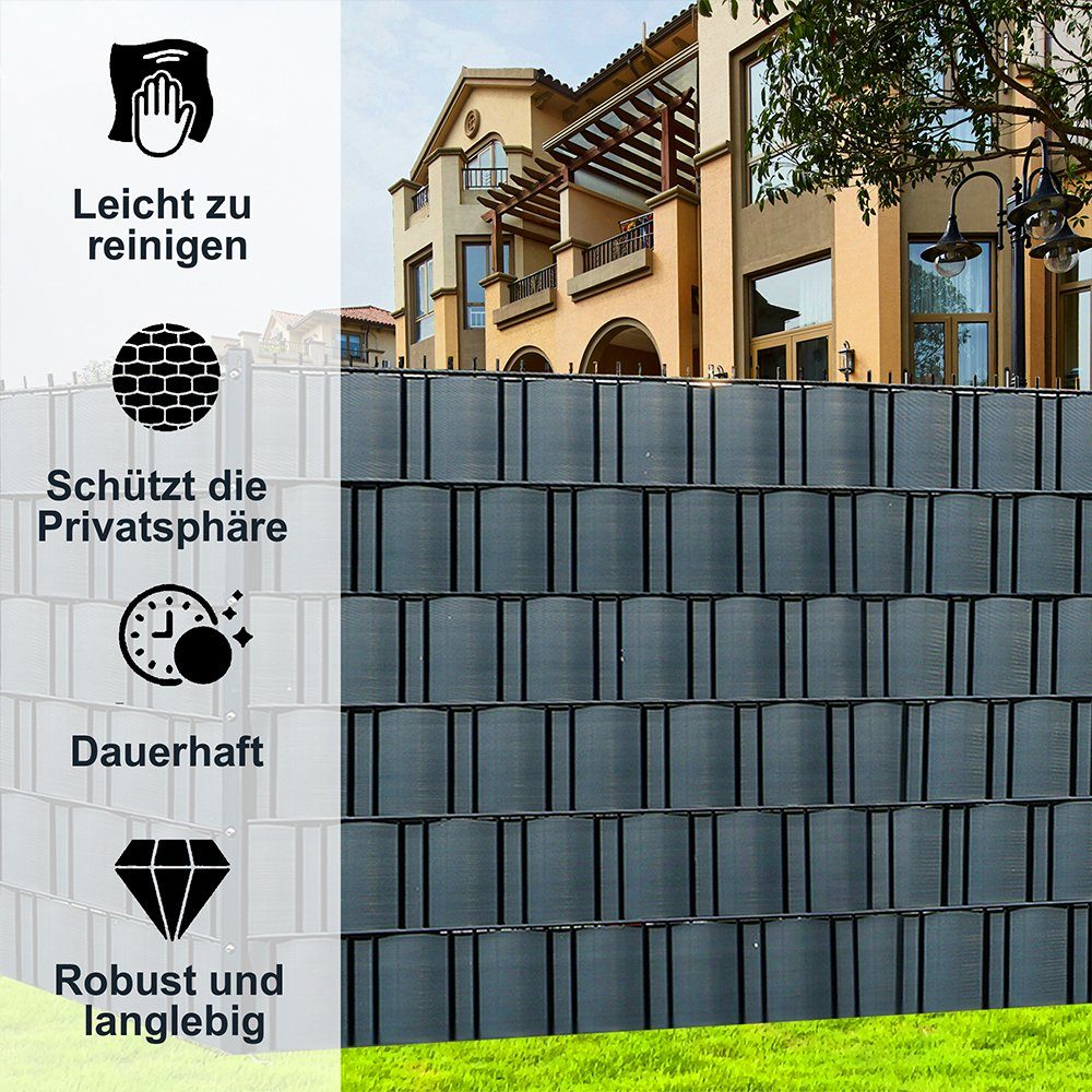 Mucola Sichtschutzstreifen Sichtschutz 10X PVC Sichtschutzstreifen Zaunfolie Windschutz Garten, (10er Set, Sichtschutzstreifen), Hart PVC