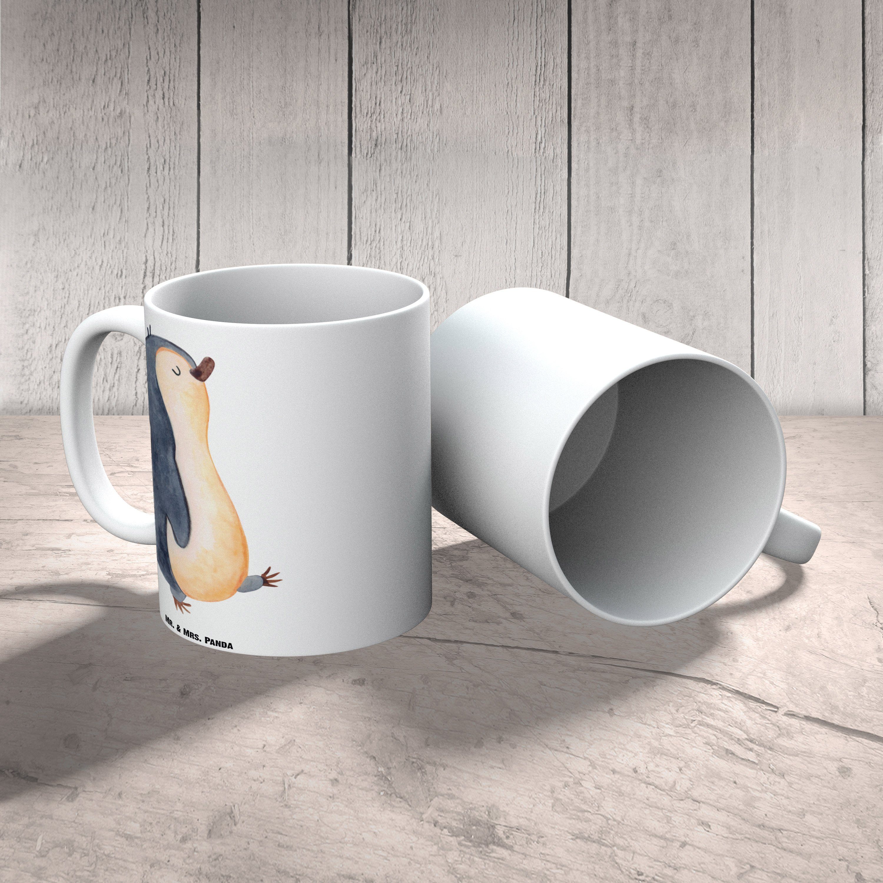 Mr. & Mrs. Panda Tasse Pinguin marschierend - Weiß - Geschenk, Jumbo Tasse, XL Becher, zufri, XL Tasse Keramik