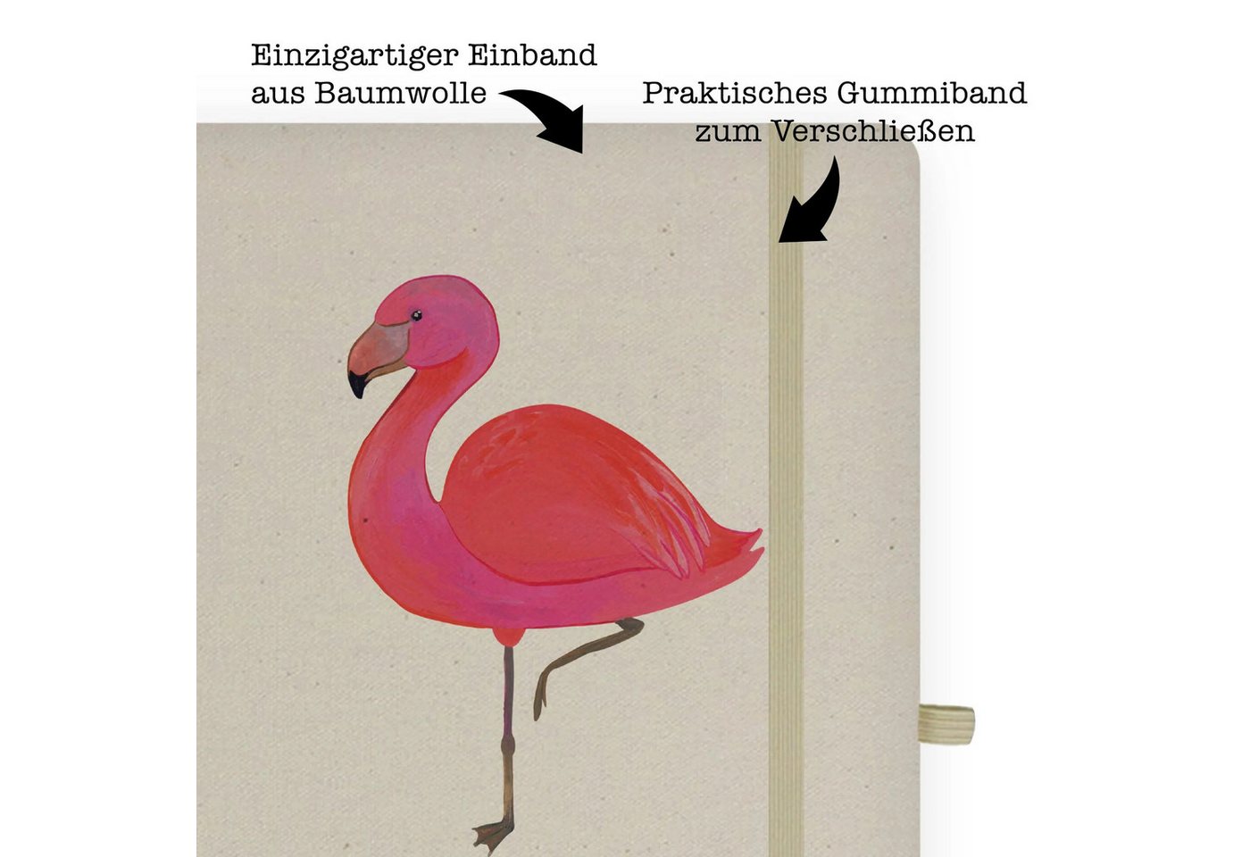 Thumbnail - Mr. & Mrs. Panda Notizbuch Flamingo Classic - Transparent - Geschenk, A5 Skizzenbuch, A5 Planer, Mr. & Mrs. Panda, Hochw...