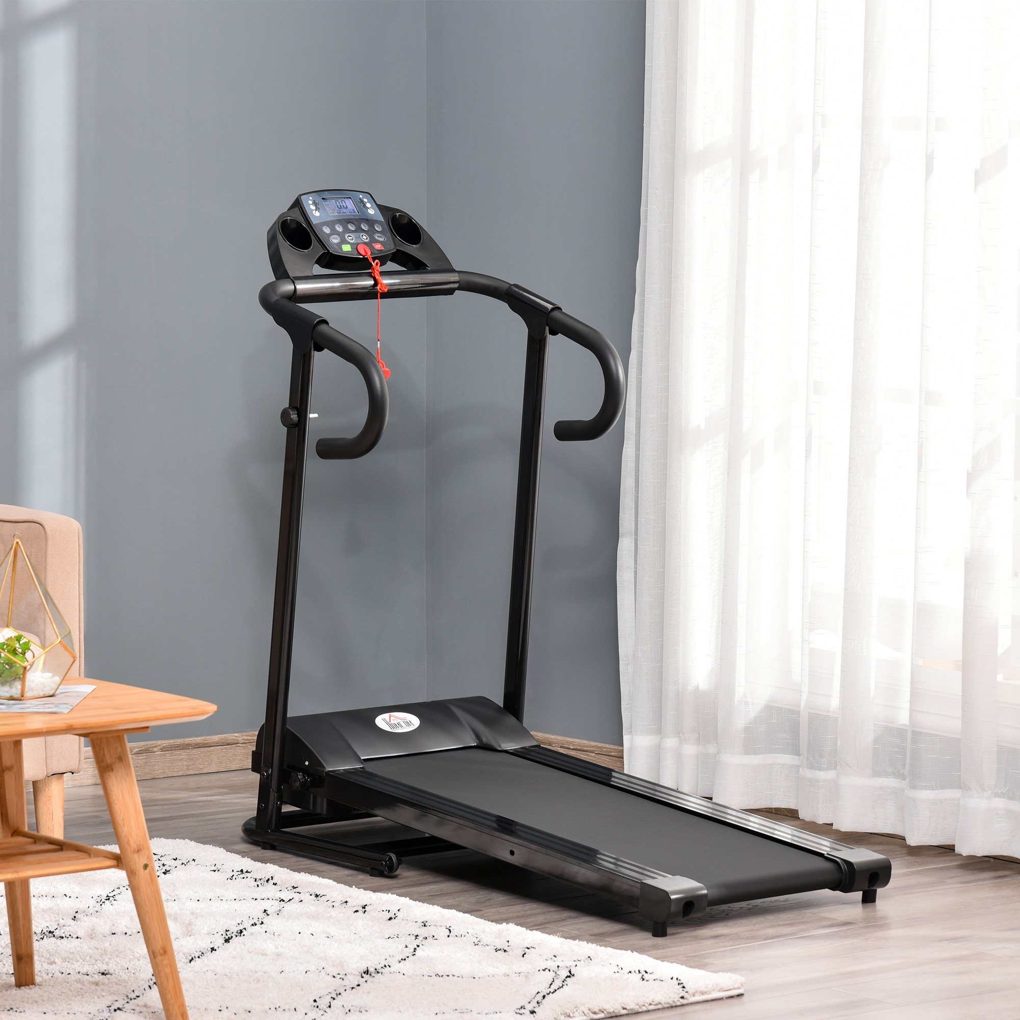 HOMCOM Laufband Loopband inklapbaar elektrisch 500 W 0,8-10 km/u, gym indoor fitness (Set, 1-tlg., mit LCD-Anzeige), 123L x 62B x 117H cm