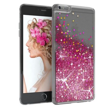 EAZY CASE Handyhülle Liquid Glittery Case für Apple iPhone 6 Plus / 6S+ 5,5 Zoll, Glitzerhülle Shiny Slimcover stoßfest Durchsichtig Bumper Case Pink