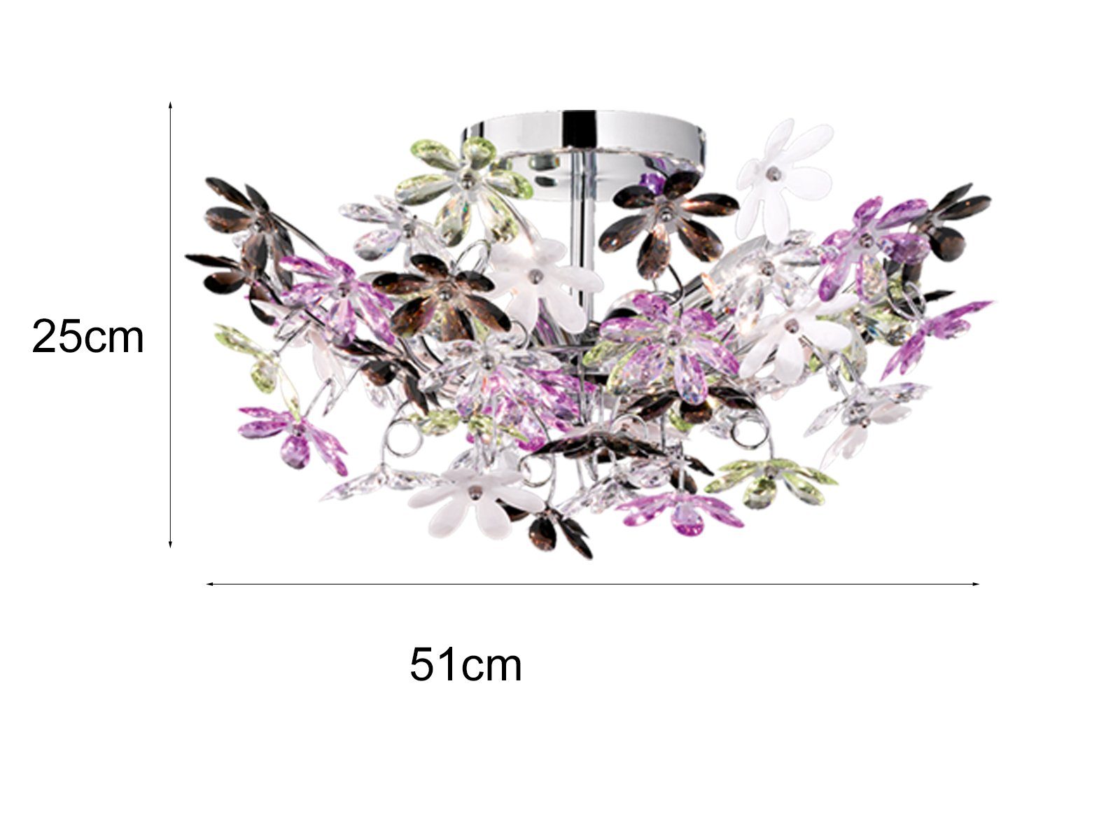 Reality Leuchten LED Deckenleuchte mit bunten Blüten Ø 51cm, Dimmfunktion, LED wechselbar, Warmweiß, ausgefallene Designer-Lampe für die Decke, dimmbar über Licht-Schalter