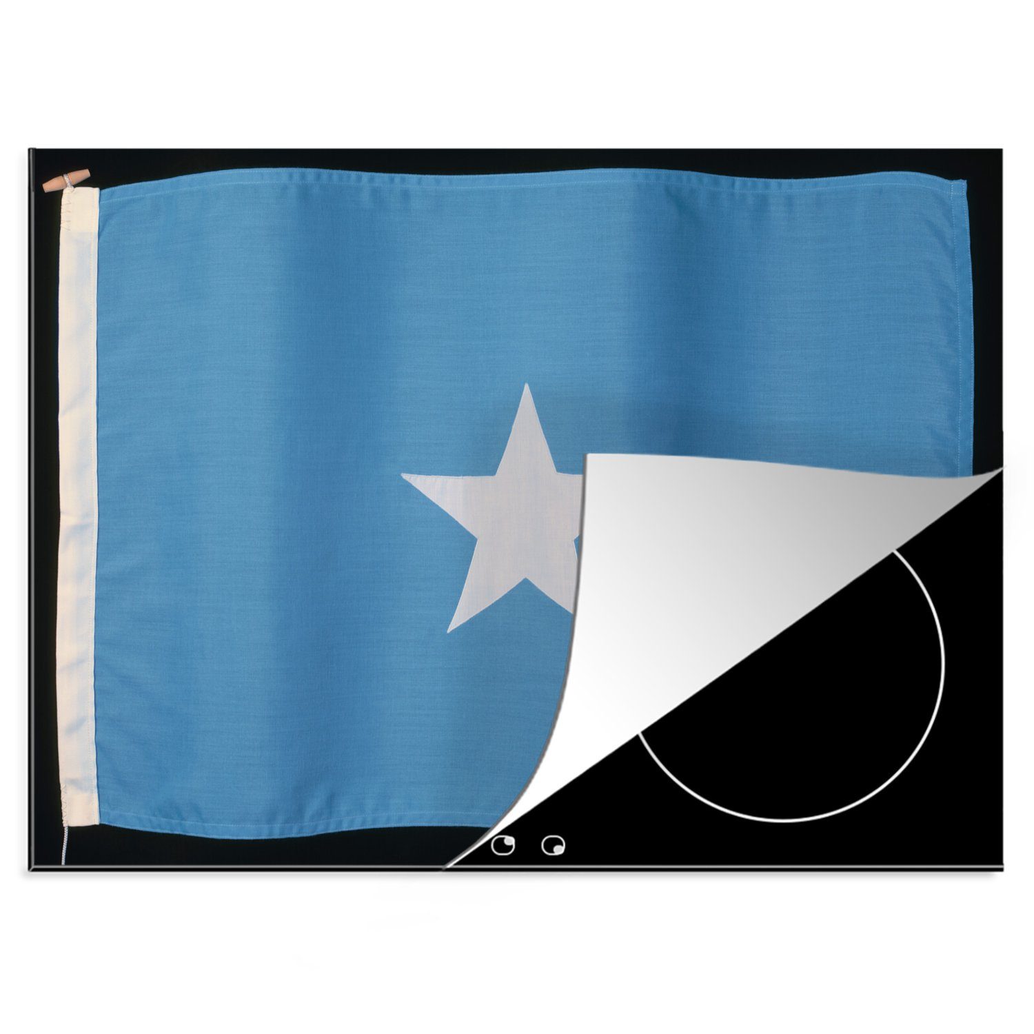 nutzbar, Arbeitsfläche cm, Hintergrund, (1 Mobile tlg), schwarzem auf Flagge Herdblende-/Abdeckplatte Somalia Vinyl, Die Ceranfeldabdeckung von MuchoWow 70x52