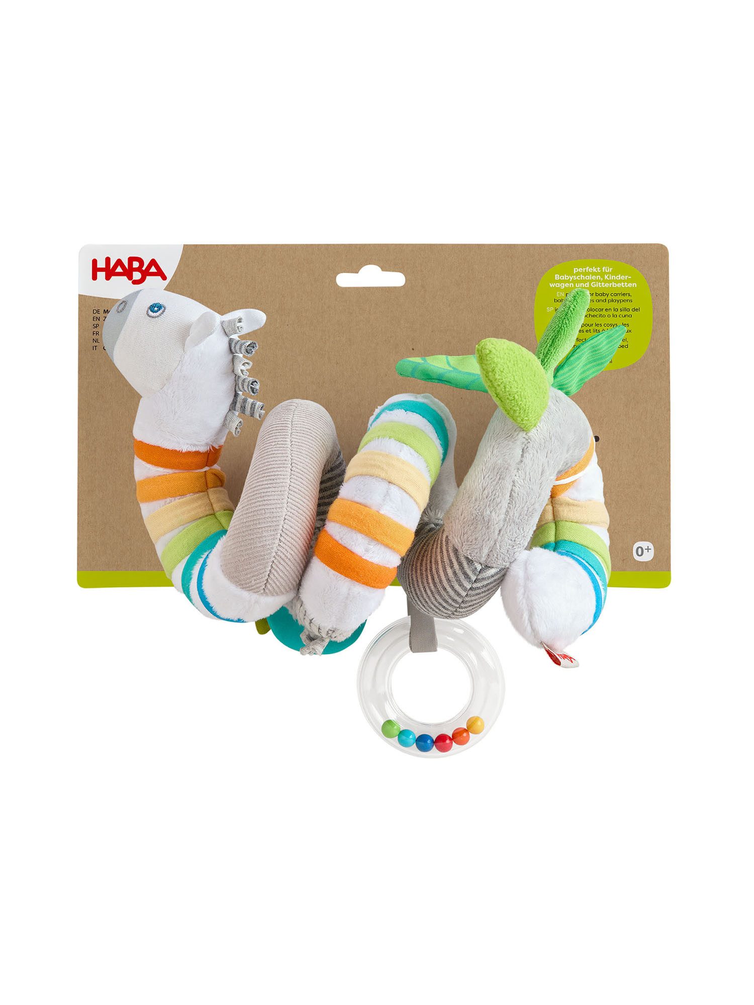 Haba Krabbelrolle Mobile-Spirale Zebra, Spielrolle, Motorikrolle, Babyrolle