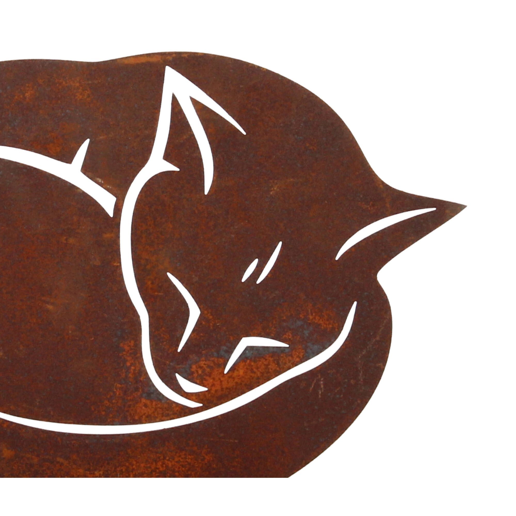 Platte auf Skulptur Katze Edelrost cm 25x17