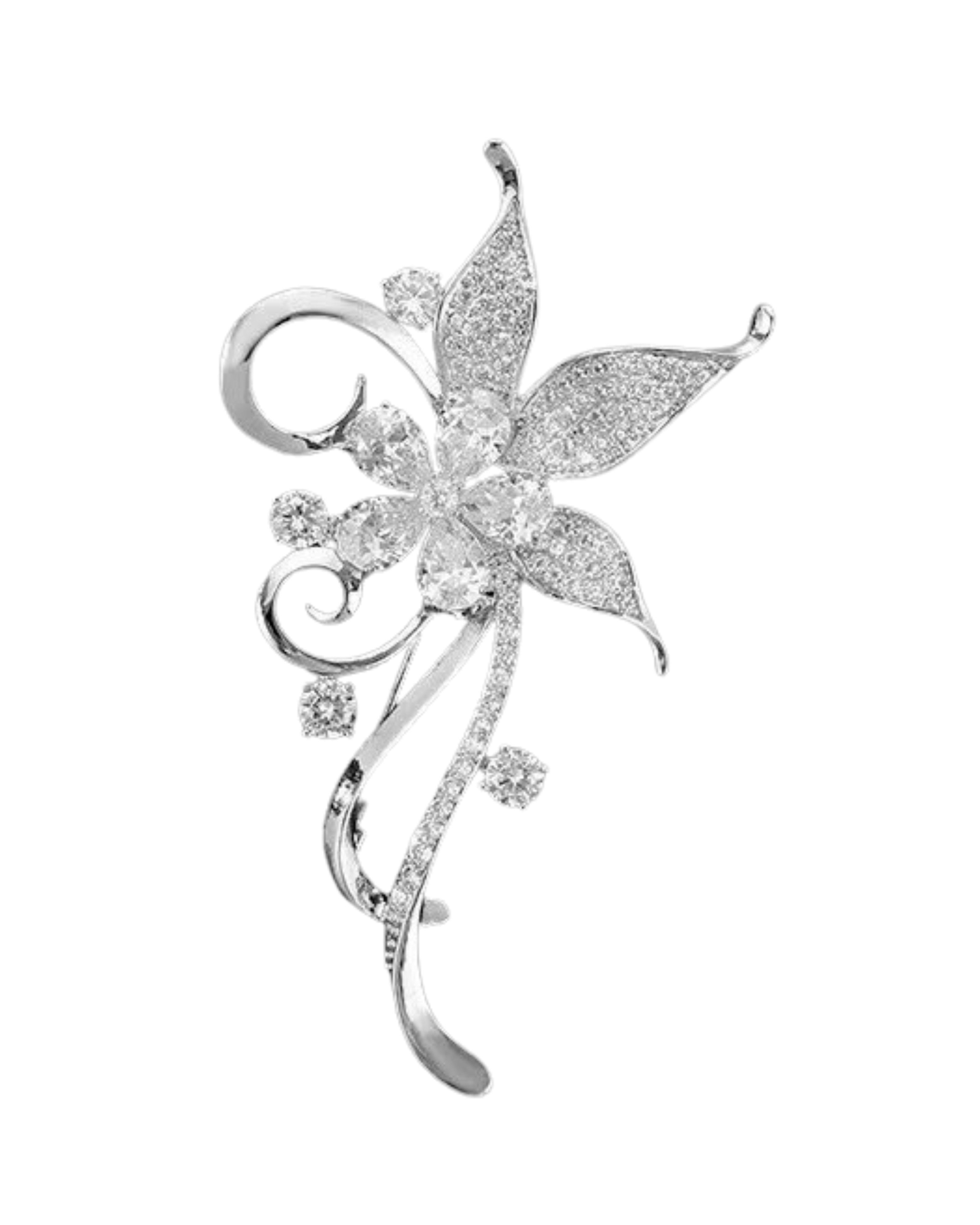 Brosche "Elfenblüte", mit Strass-Steinen