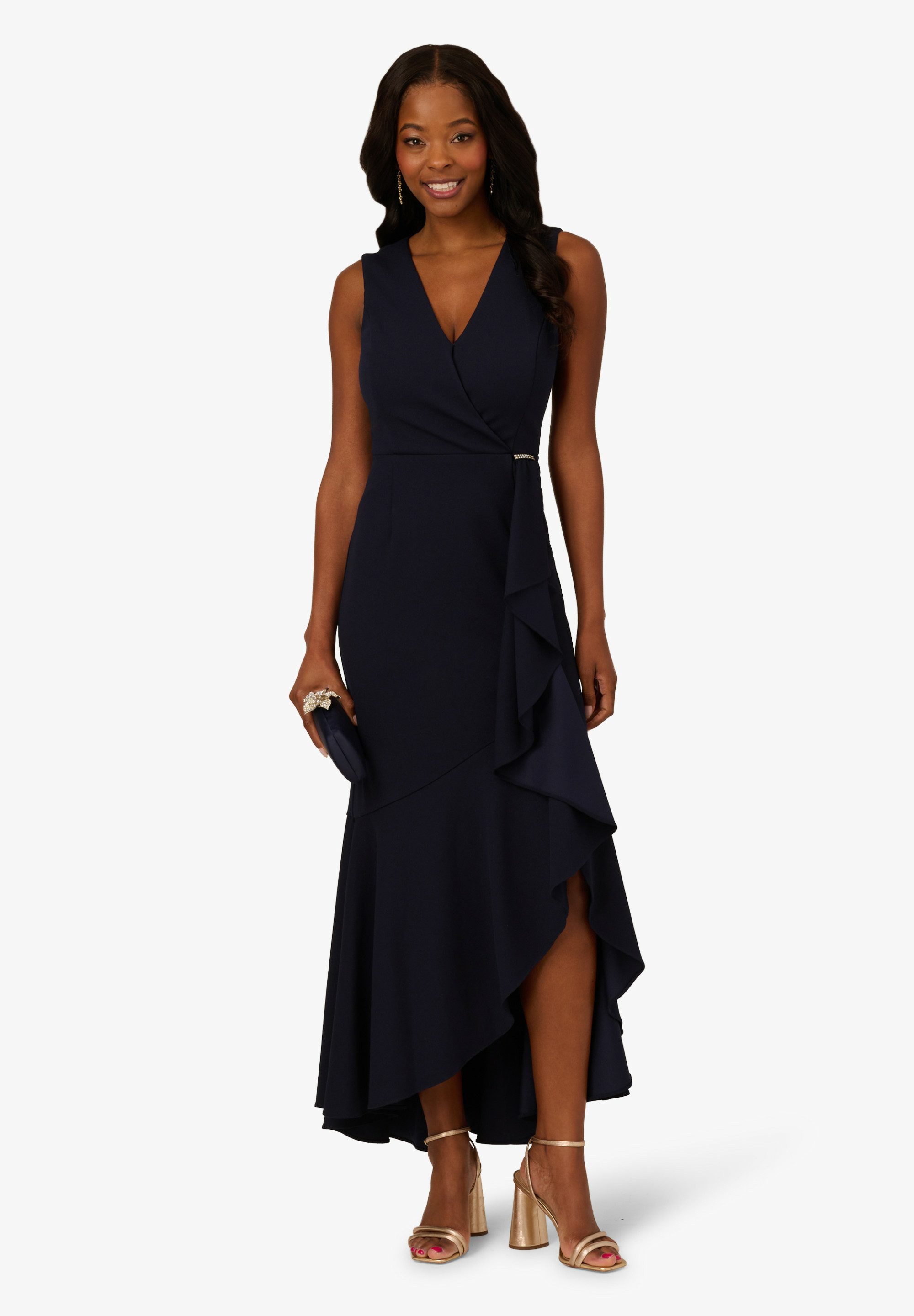 Adrianna Papell Abendkleid Ruffle Flounce Crepe Gown Tailliert, figurbetont, elegant
