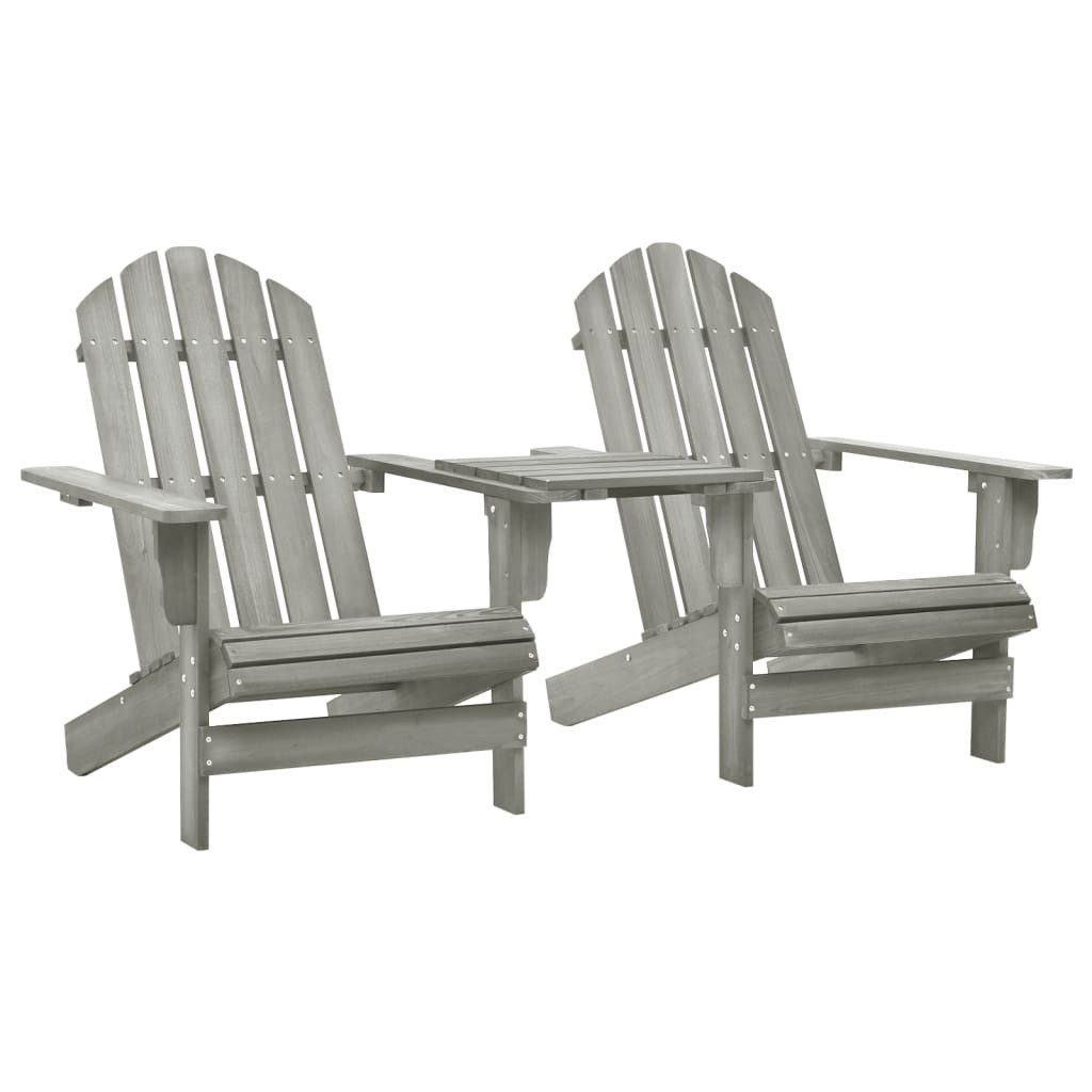 vidaXL Gartenstuhl Adirondack-Gartenstühle mit Tisch Massivholz Tanne Grau (1 St)