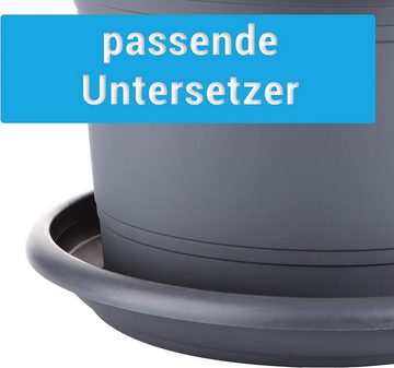 Centi Blumentopf Pflanzkübel, Blumentopf Gross, XXL Blumenkübel mit Löcher (Spar Set, 3 St., 45 cm), inkl. Untersetzer, Pflanztöpfe, Pflanztopf, Pflanzentopf, Anthrazit