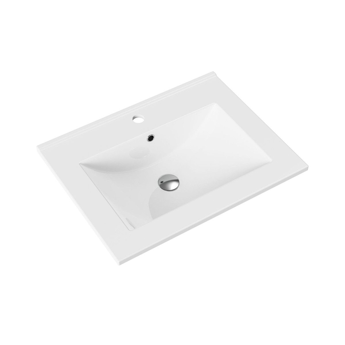 Creavit Waschbecken PB-KEY-60 (einzel, 1-St), HAYAT Waschbecken Rechteckiger Waschtisch 60cm Weiß Glänzend