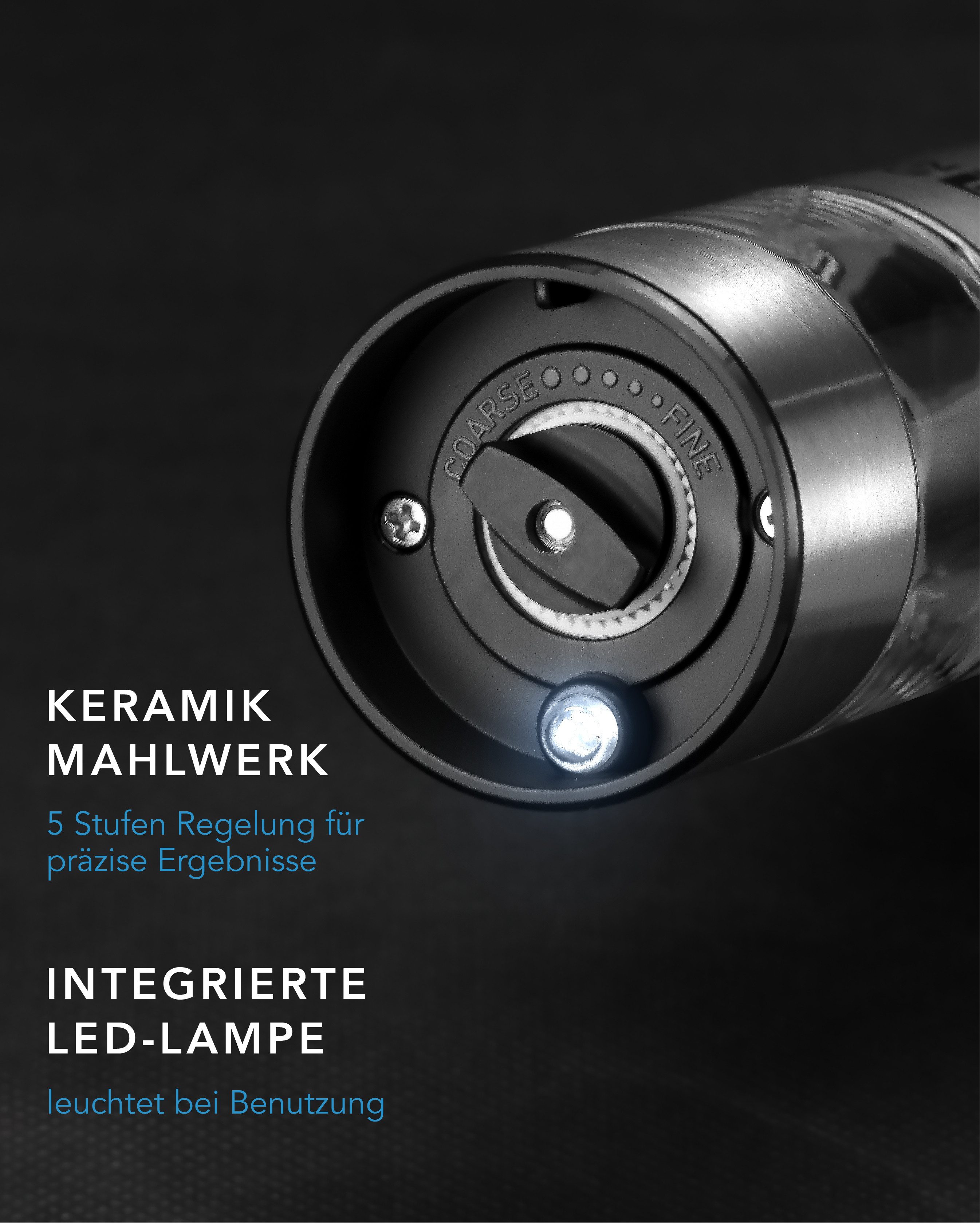 Lebenlang Salz-/Pfeffermühle Salz und Pfeffermühle Elektrisch -, Integrierte LED-Beleuchtung, Wiederaufladbar & Viel Zubehör – Bild 5 von 5