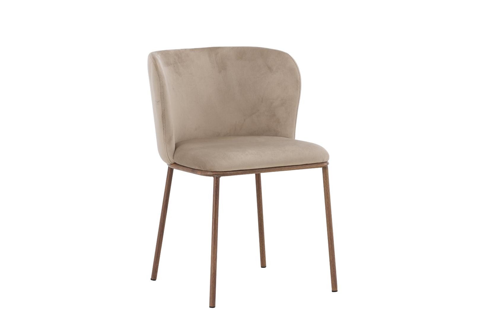 Venture Home Esszimmerstuhl 2er Set Edina Esszimmerstuhl Velours beige, natur.