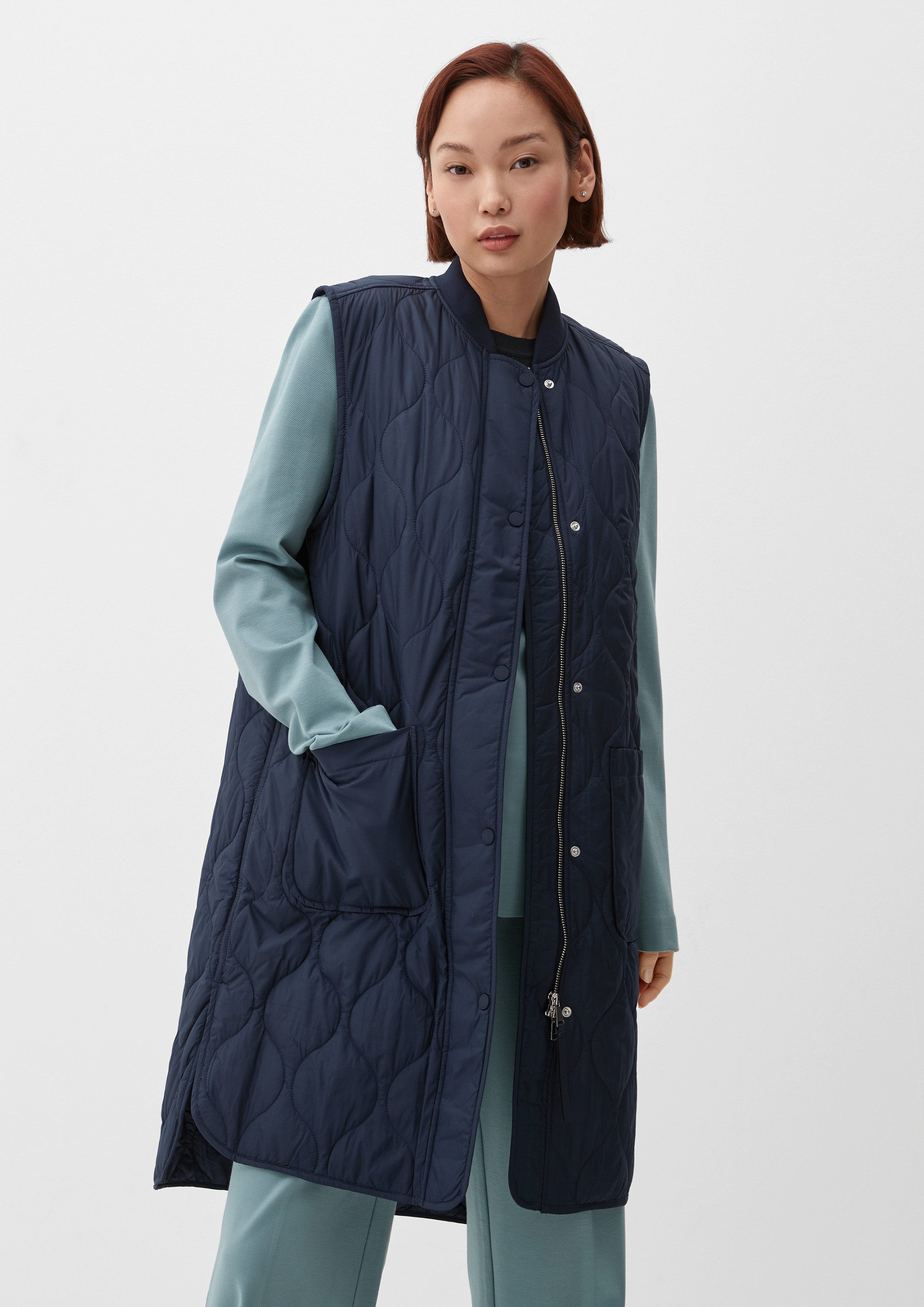 s.Oliver Outdoorjacke Outdoor-Weste Longweste mit Steppung