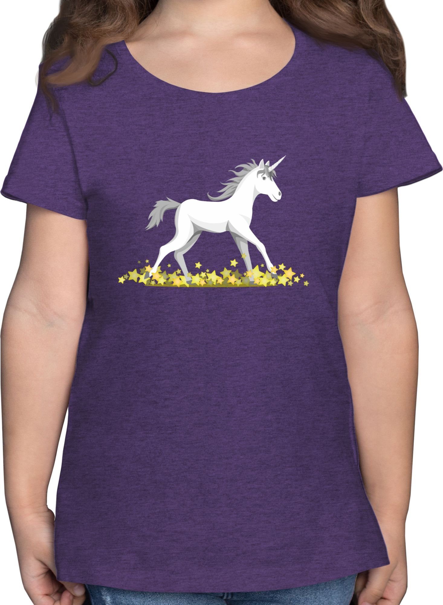 Shirtracer T-Shirt Einhorn Unicorn Kinderkleidung und Co 3 Lila Meliert