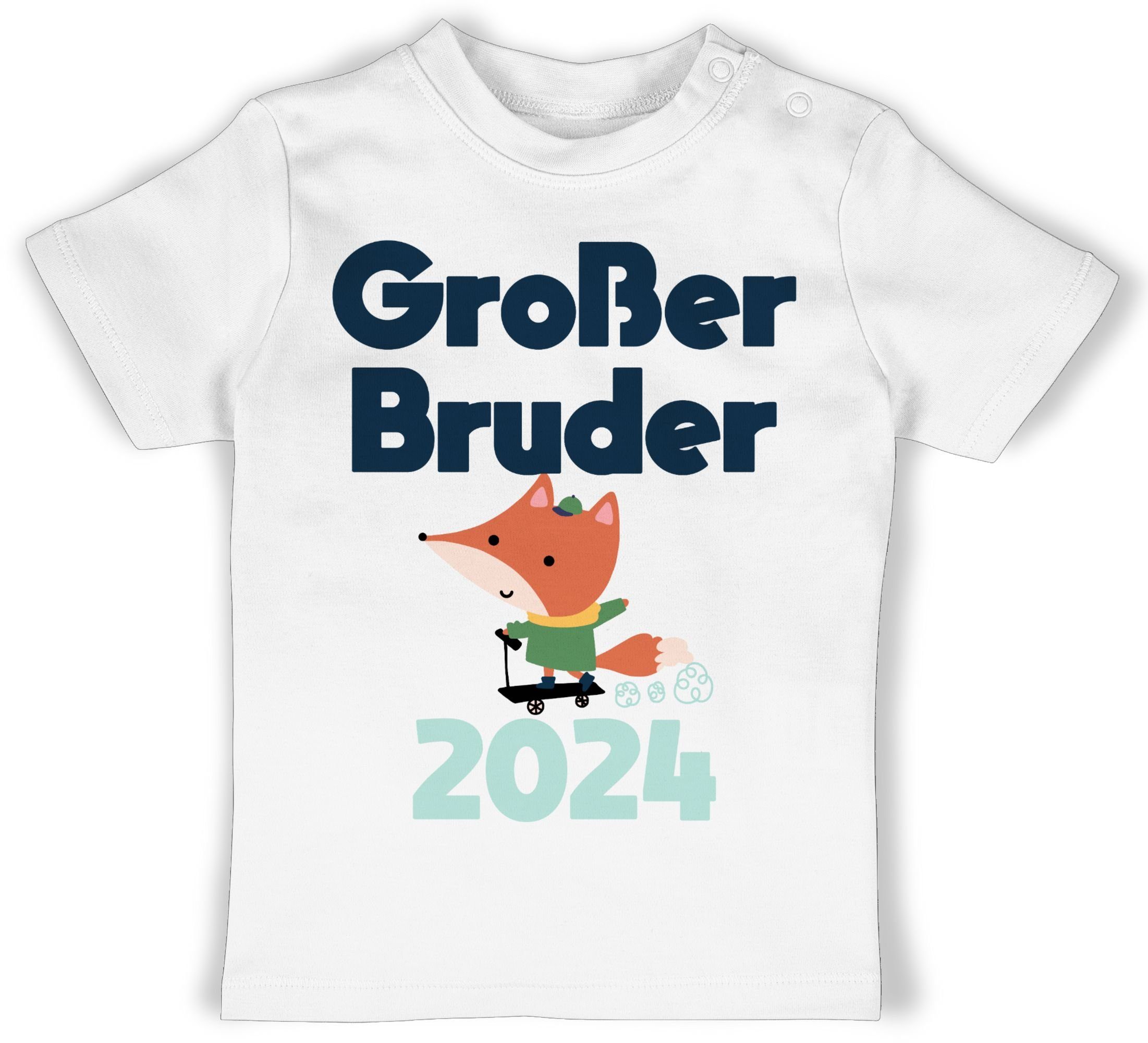 Shirtracer T-Shirt Großer Bruder 2024 Fuchs Großer Bruder 2 Weiß