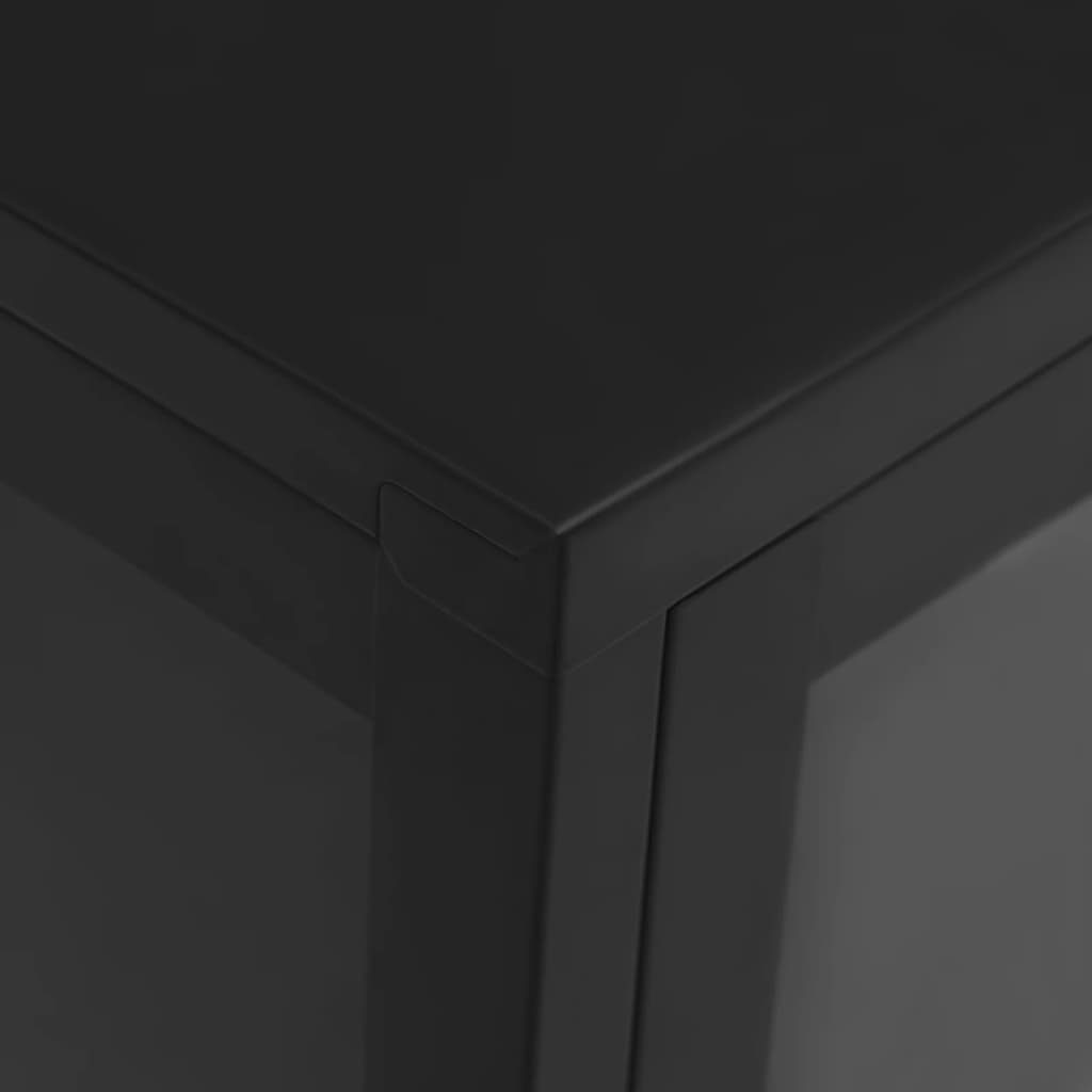 Schwarz Türen x 3 35 aus 70 cm) 105 Industial Vitrine Einlegeböden Metall mit möbelando und 3 (B/H/T x in
