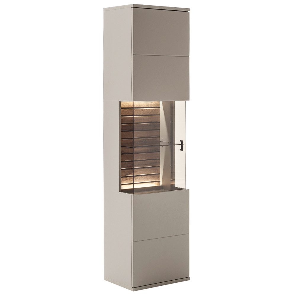 Lomadox Vitrine LIEZEN-05 grau mit Eiche, günstig online kaufen