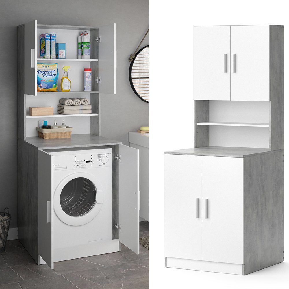 Vicco Waschmaschinenumbauschrank Liana, Beton/Weiß, 70.5 x günstig online kaufen
