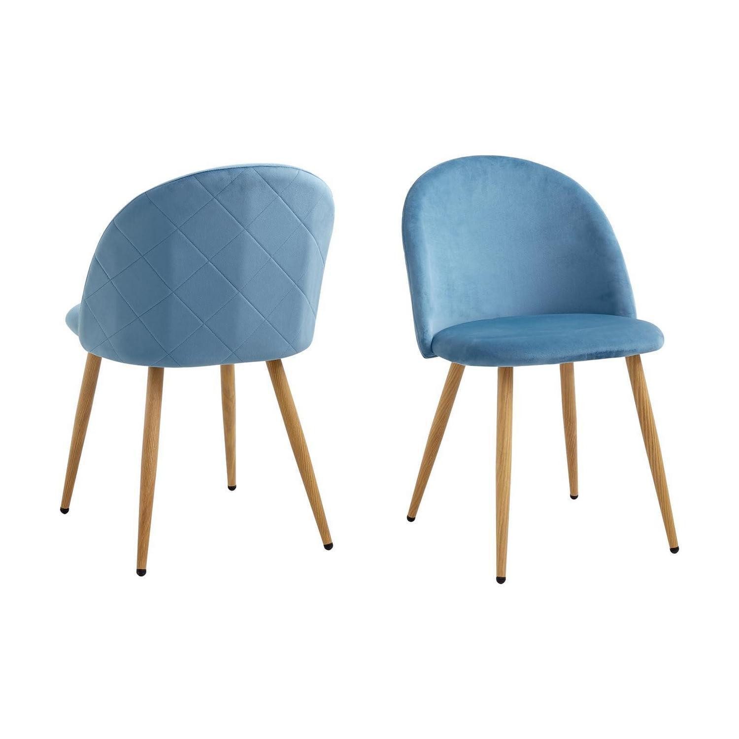 LuxusKollektion Esszimmerstuhl Esszimmerstuhl Samt Set 2 4 6 Blau Wohnzimmer 2 Stühle Blau