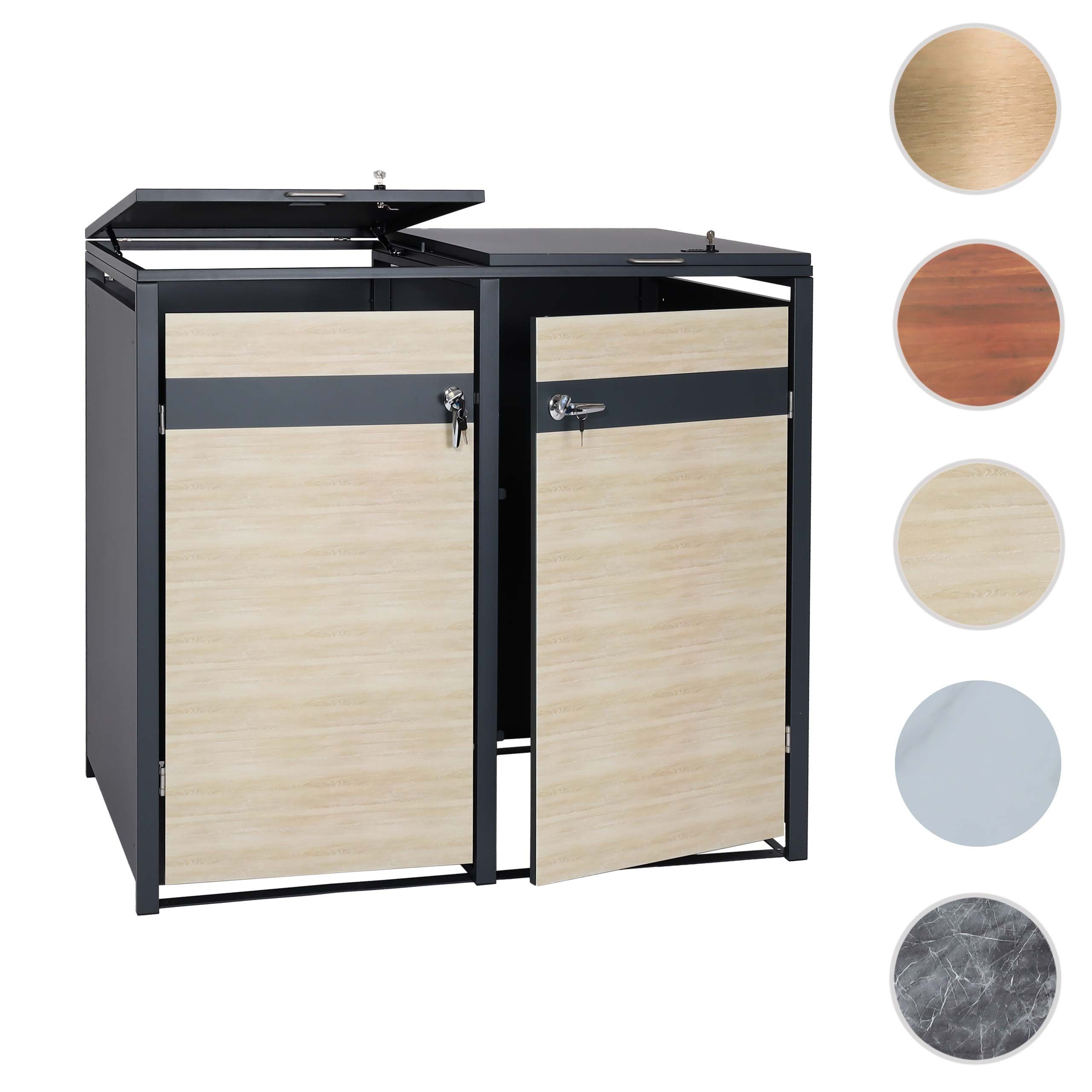 MCW Mülltonnenbox MCW-J82-2 (2 St), Für 2 Mülltonnen mit 80 bis 240L Fassungsvermögen, abschließbar