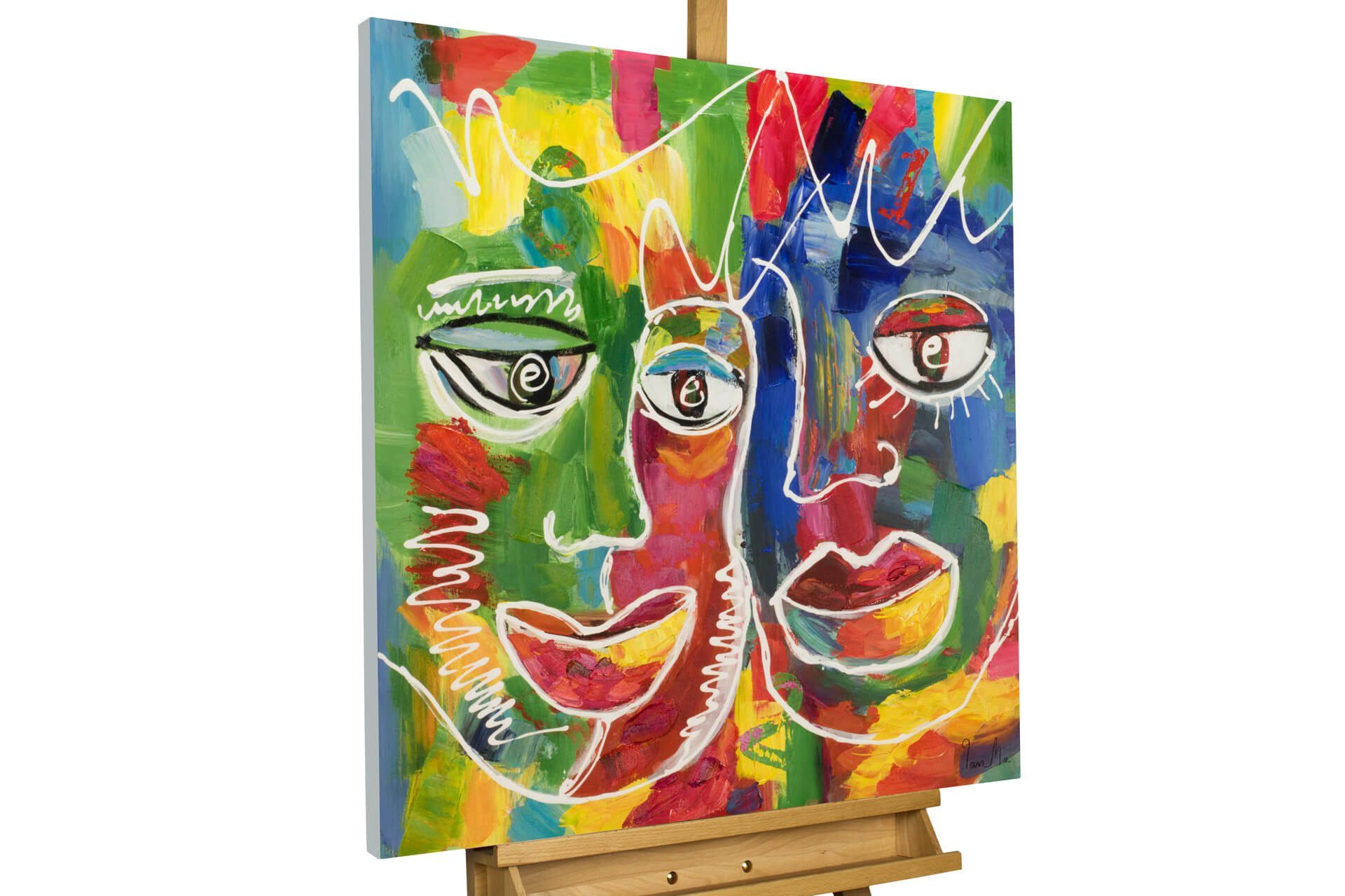 KUNSTLOFT Gemälde Unsichtbares Band 80x80 cm, Leinwandbild 100% HANDGEMALT Wandbild Wohnzimmer