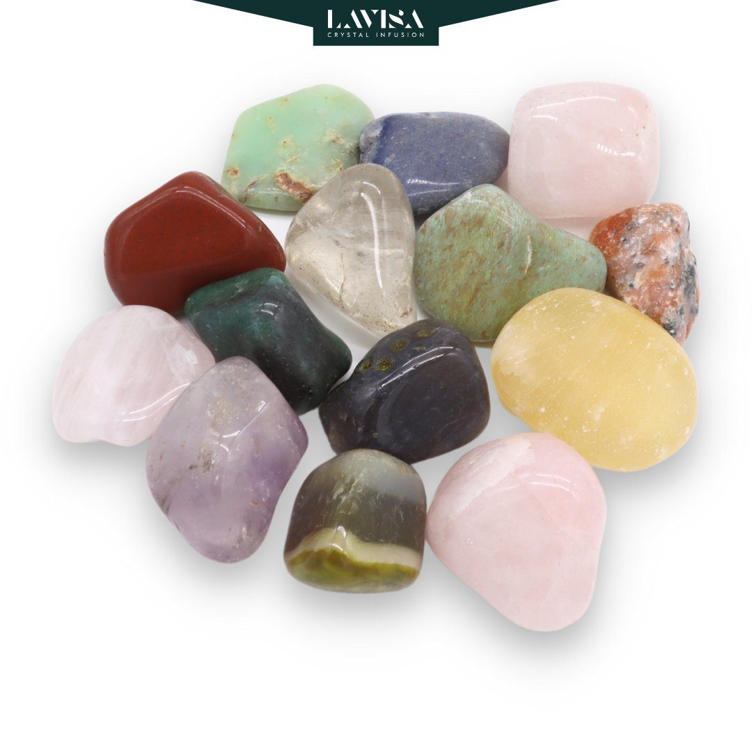 LAVISA Mineralstein Trommelsteine Mischung, Edelsteine Kristalle, 100% Mineralsteine, Edelstein Trommelstein sammelstein Kinder – Bild 3 von 5